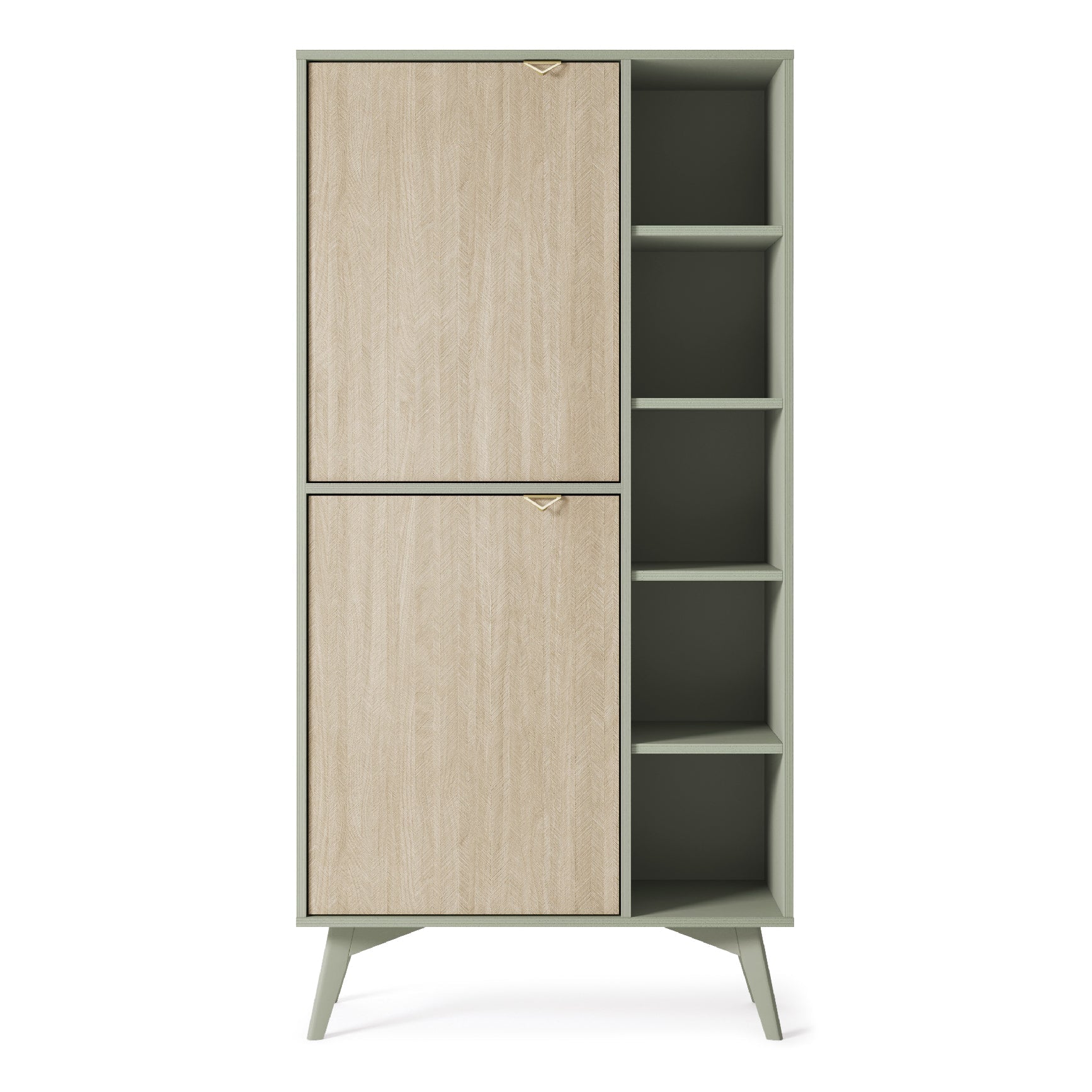 Buffet 2 portes 5 étagères ouvertes en bois laminé Vanity 80x160 cm