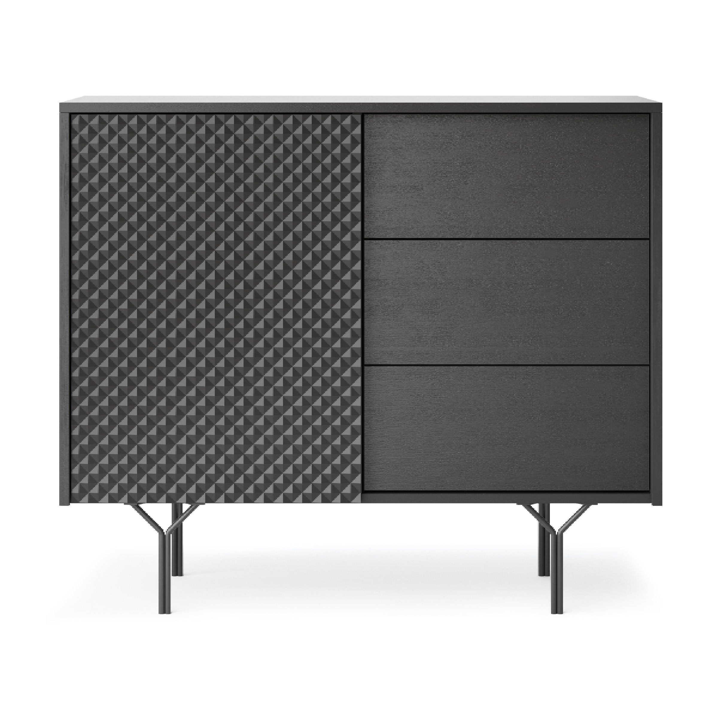 Buffet 3 tiroirs 1 porte en bois laminé Nerea 97x83 cm