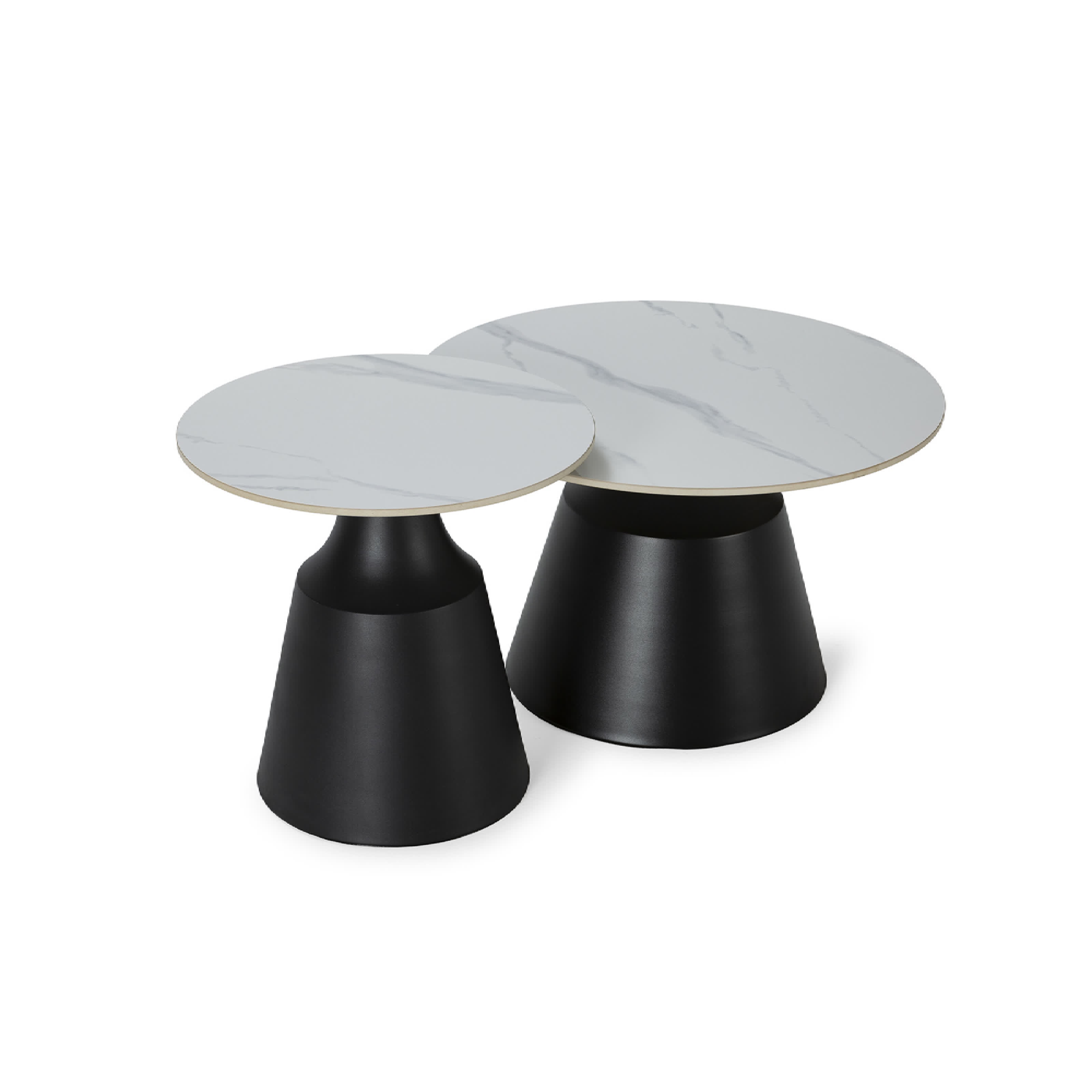 Set di 2 tavolini in pietra bianca Riley 70/50 x 42.5/48.5 cm