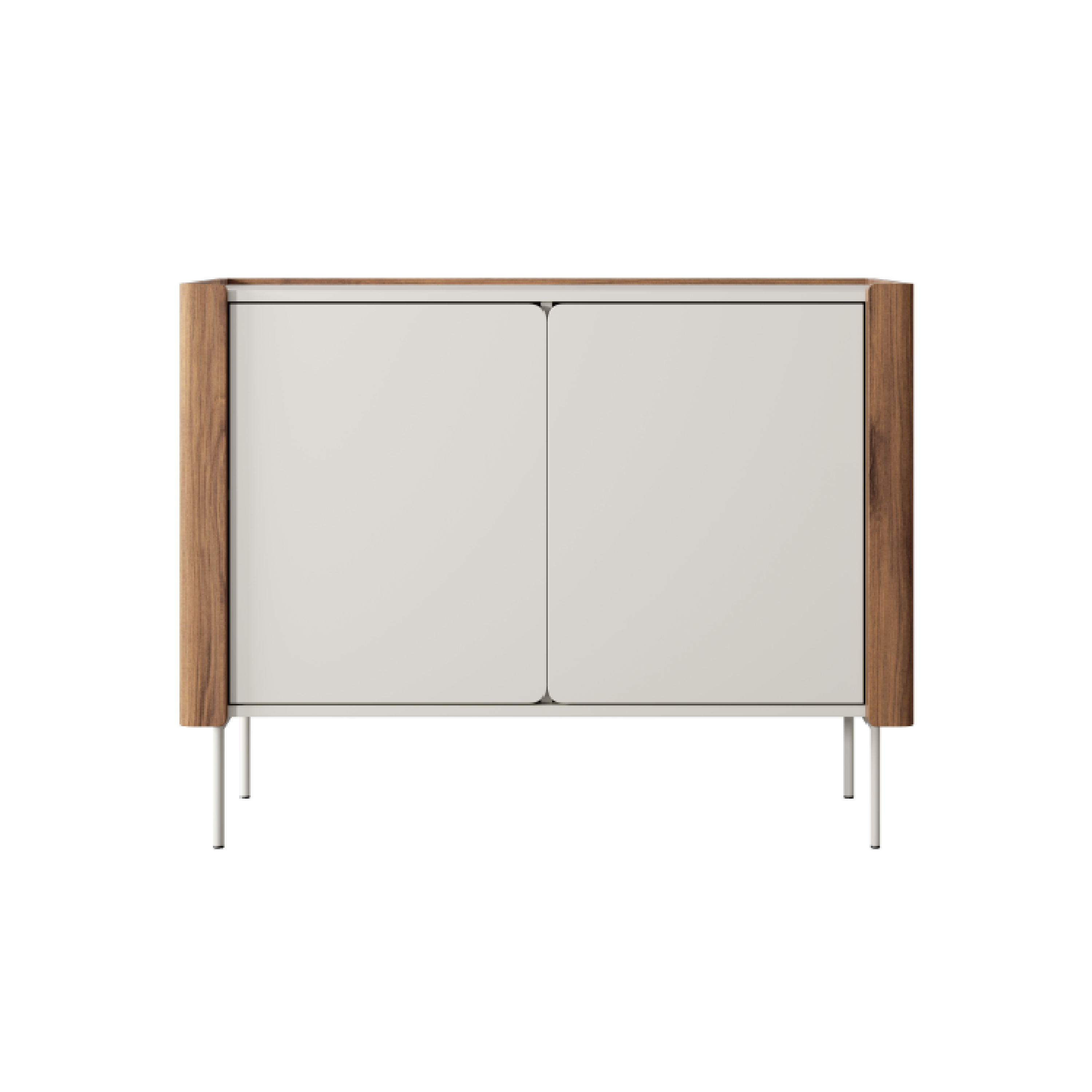 Buffet 2 portes en bois laminé noyer et cachemire Lumia 105x82 cm