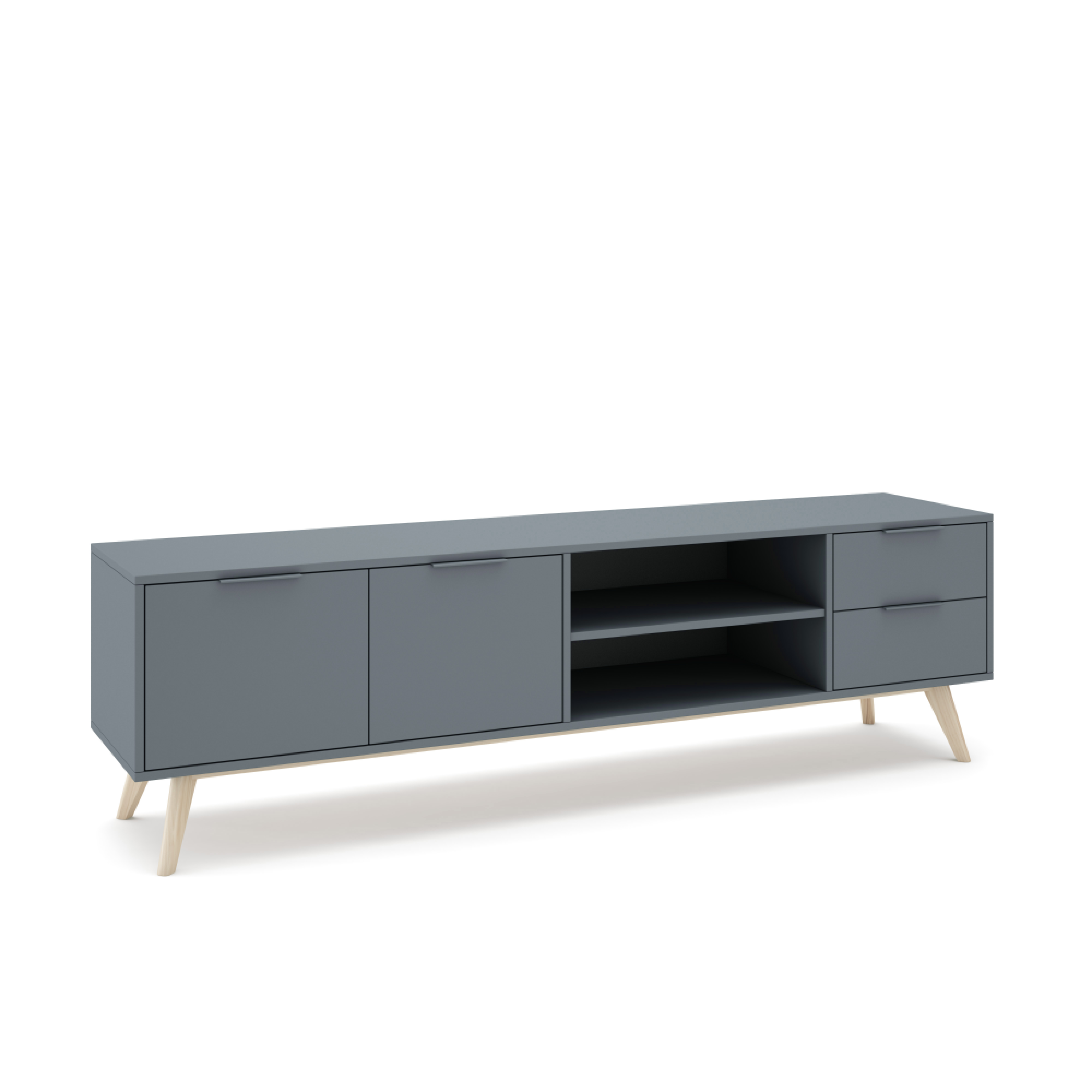 Mobile TV 2 ante e 2 cassetti con ripiani aperti Nordica 180x53 cm