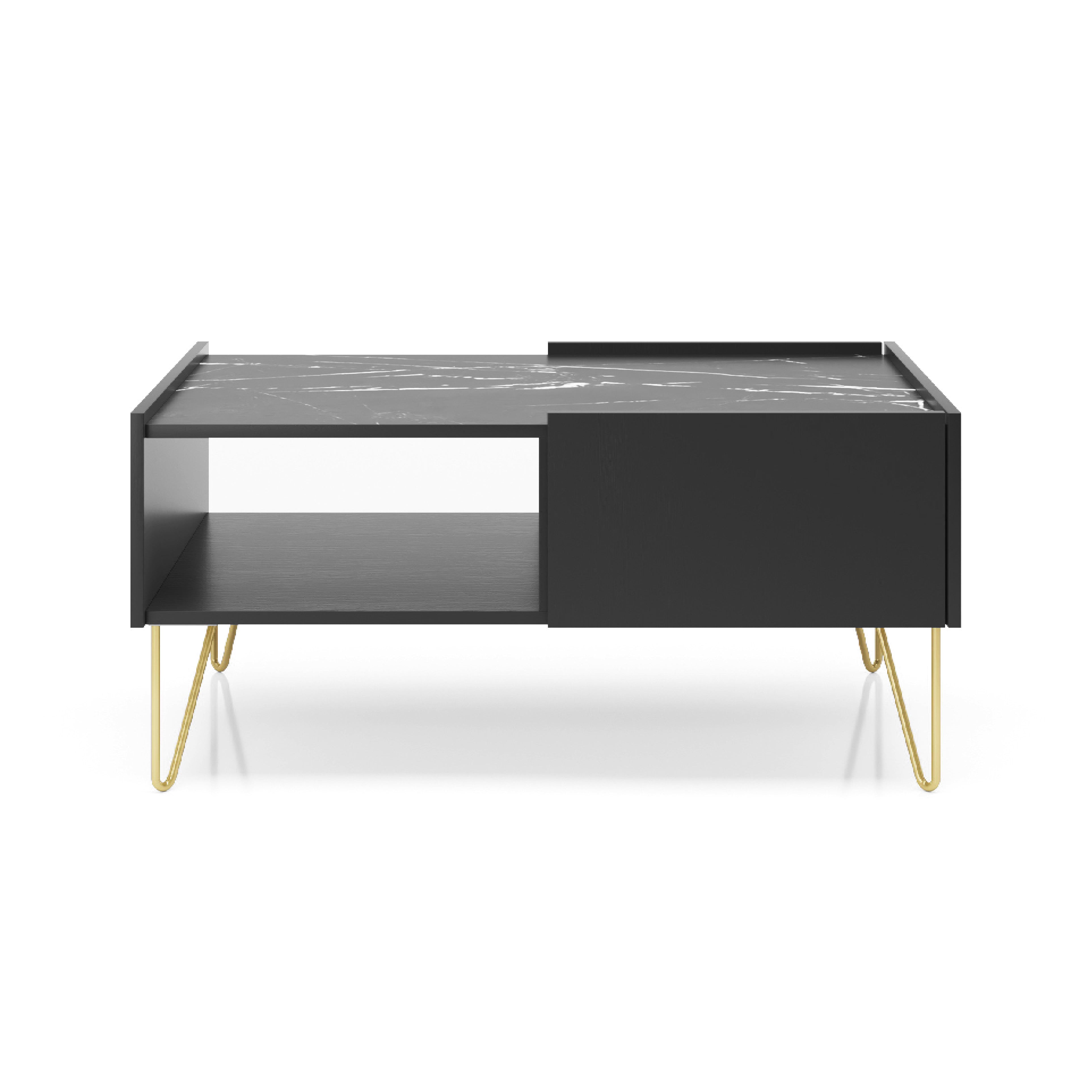 Table basse 2 tiroirs avec plateau effet marbre Margo 97x45 cm