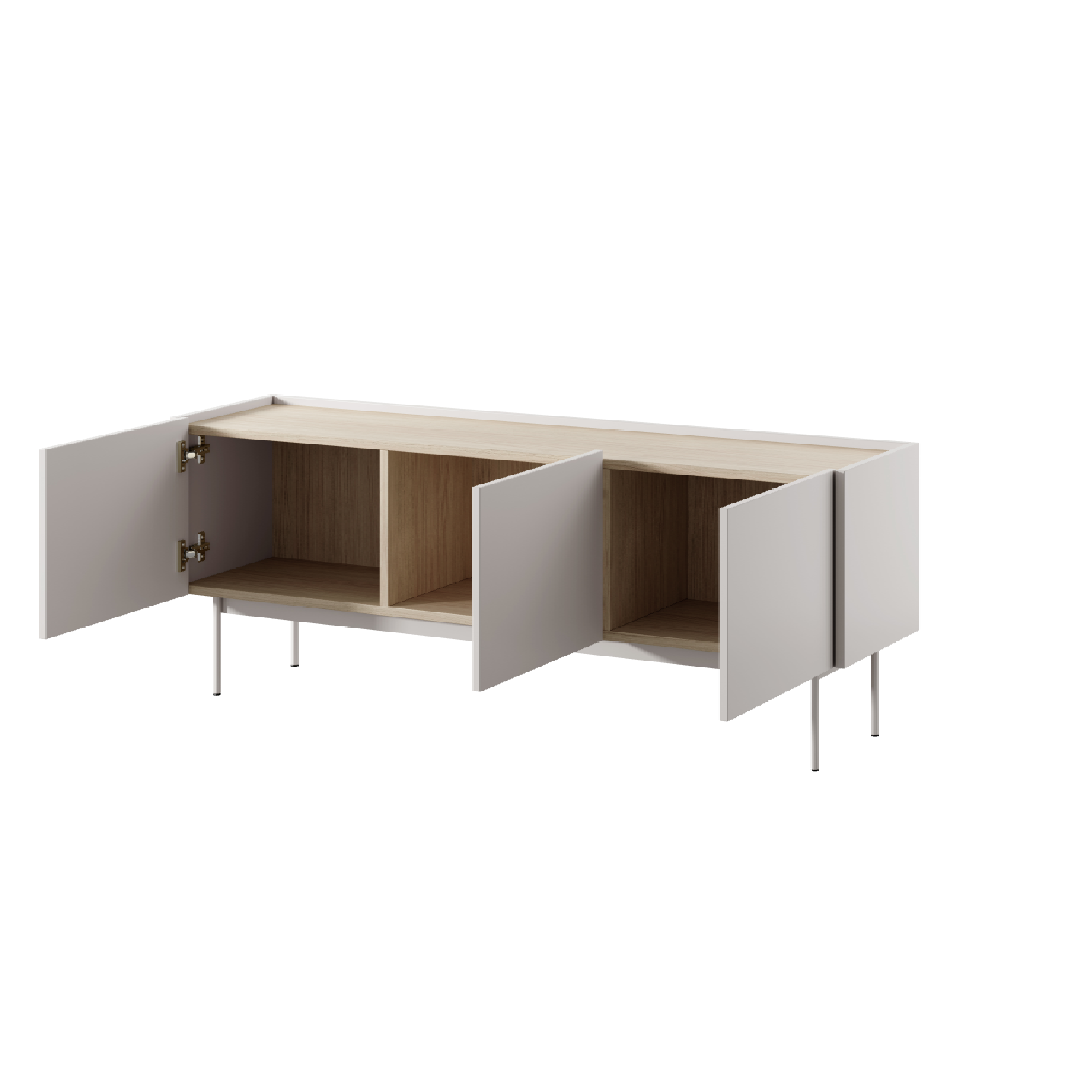Meuble TV 3 portes en bois laminé Lago 144x55 cm