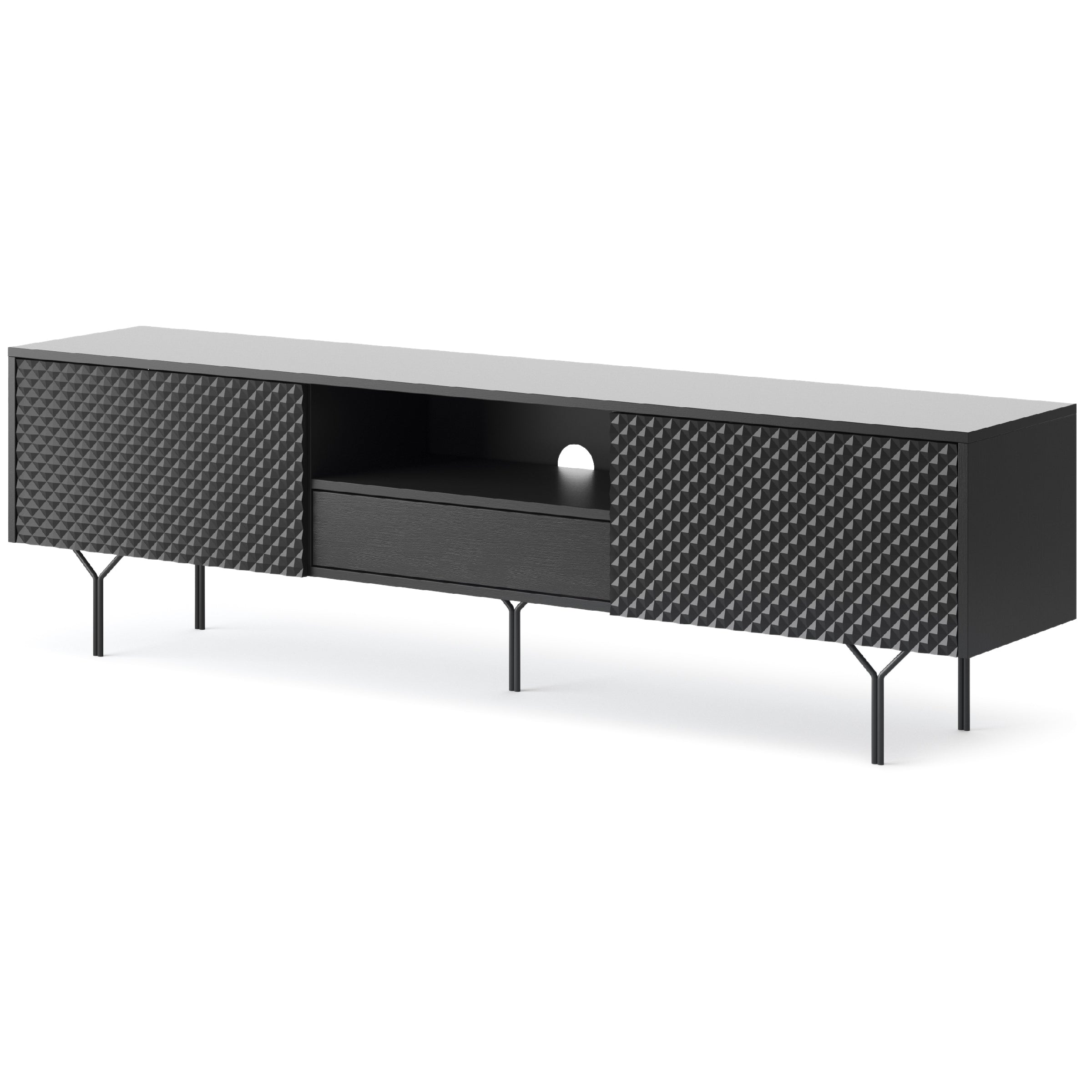 Meuble TV 2 portes et 1 tiroir en bois laminé Nerea 180 x 51 cm