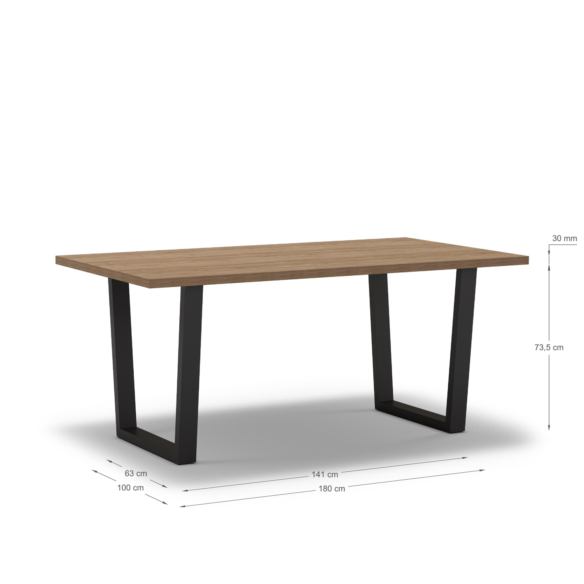 Tavolo rettangolare per 6/8 persone rovere Francy 180x100 cm