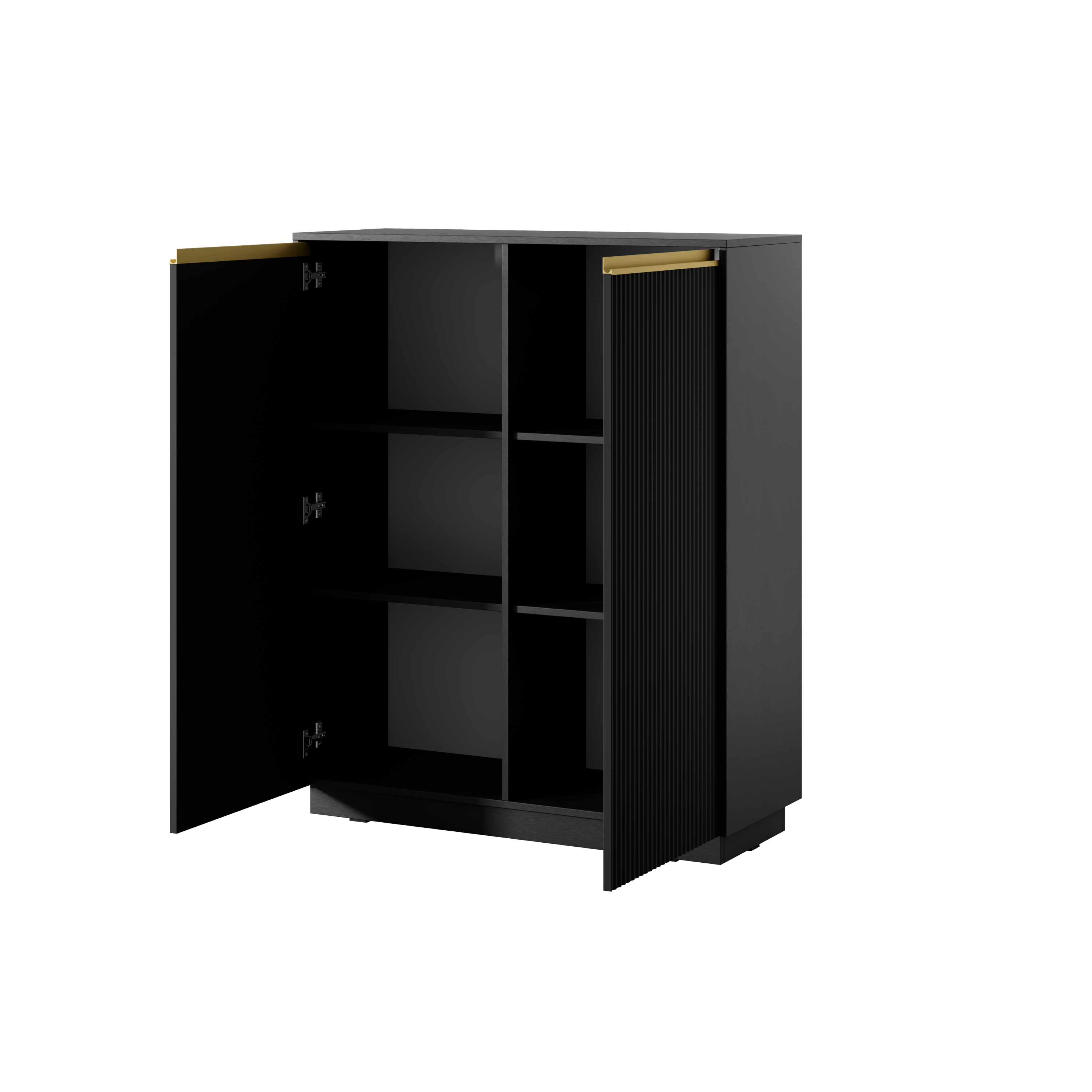 Buffet 2 portes en bois laminé doré 104x127 cm