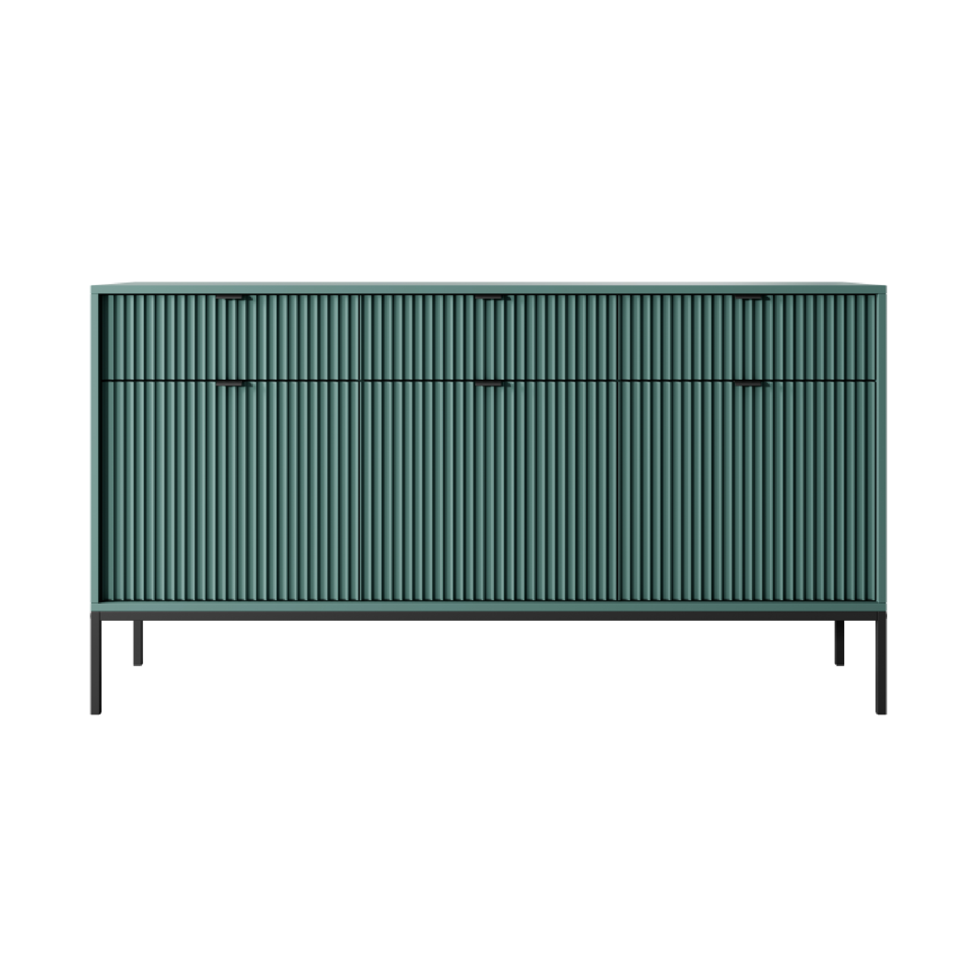 Buffet avec pieds en métal 3 portes et 3 tiroirs en bois laminé Miseno 154x83 cm