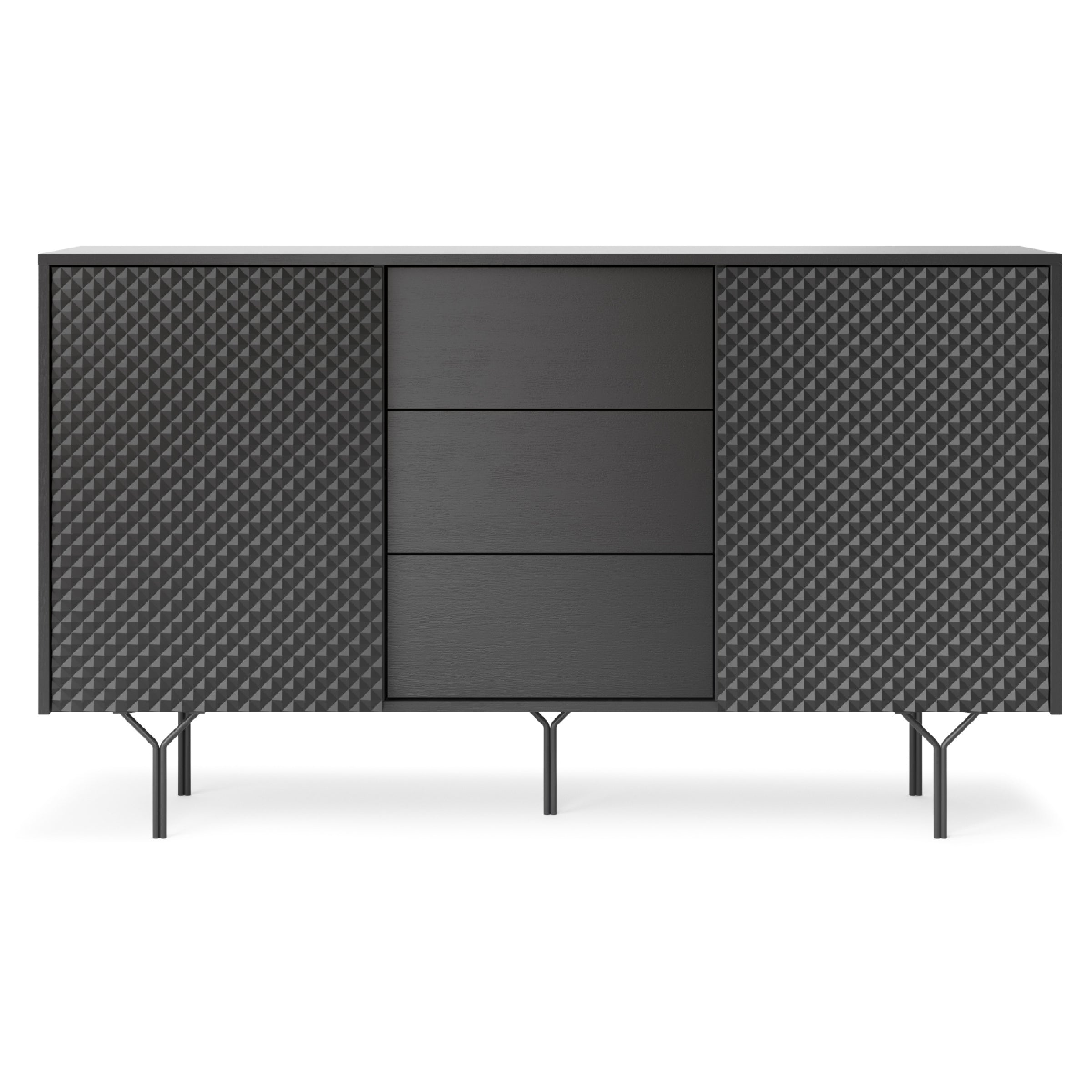 Buffet 2 portes 3 tiroirs en bois laminé Nerea 144x83 cm