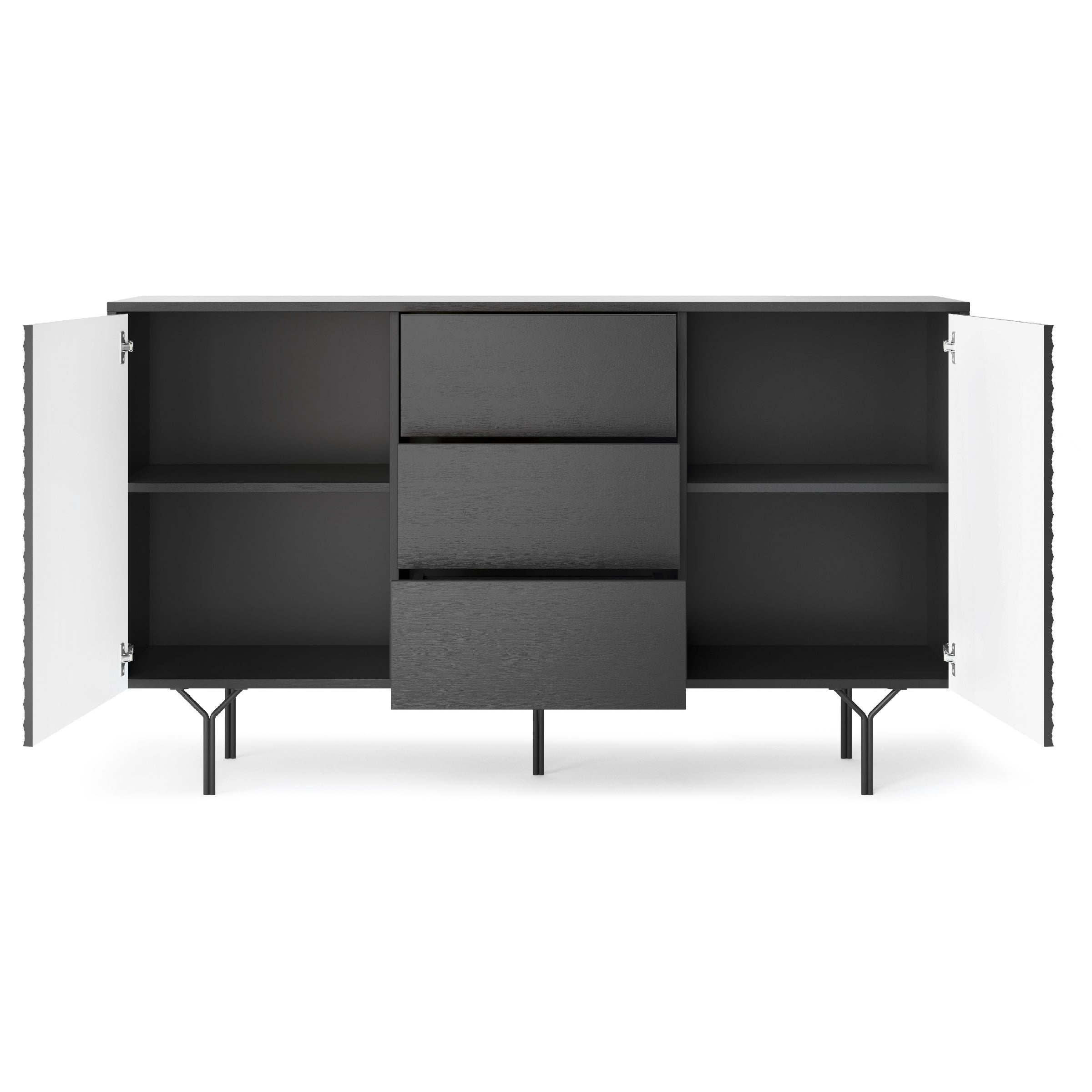 Buffet 2 portes 3 tiroirs en bois laminé Nerea 144x83 cm