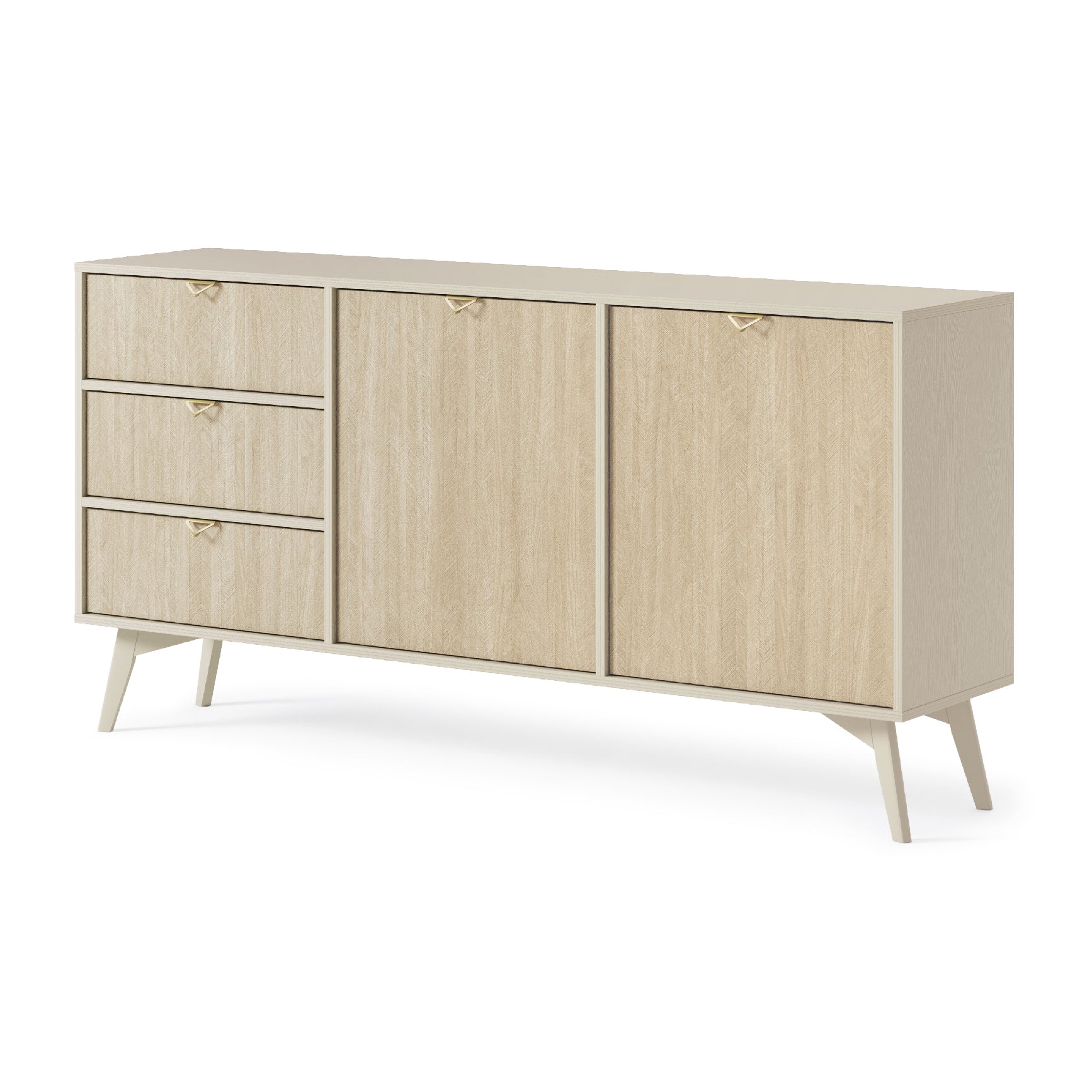 Buffet 2 portes et 3 tiroirs en bois laminé Vanity 158x80 cm