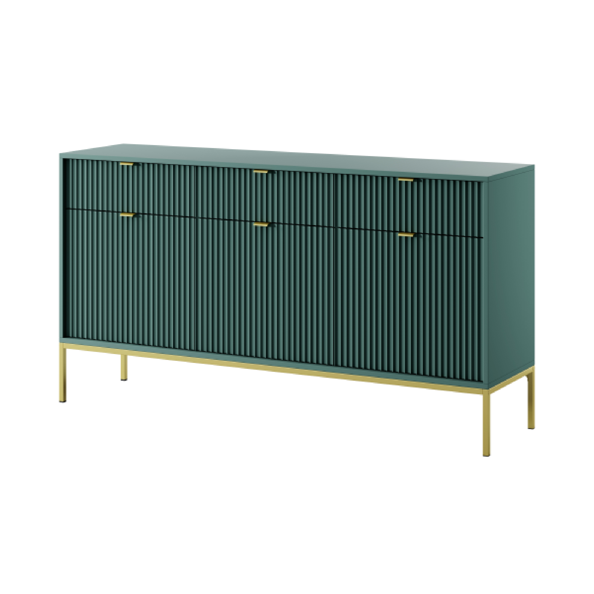 Buffet avec pieds en métal 3 portes et 3 tiroirs en bois laminé Miseno 154x83 cm