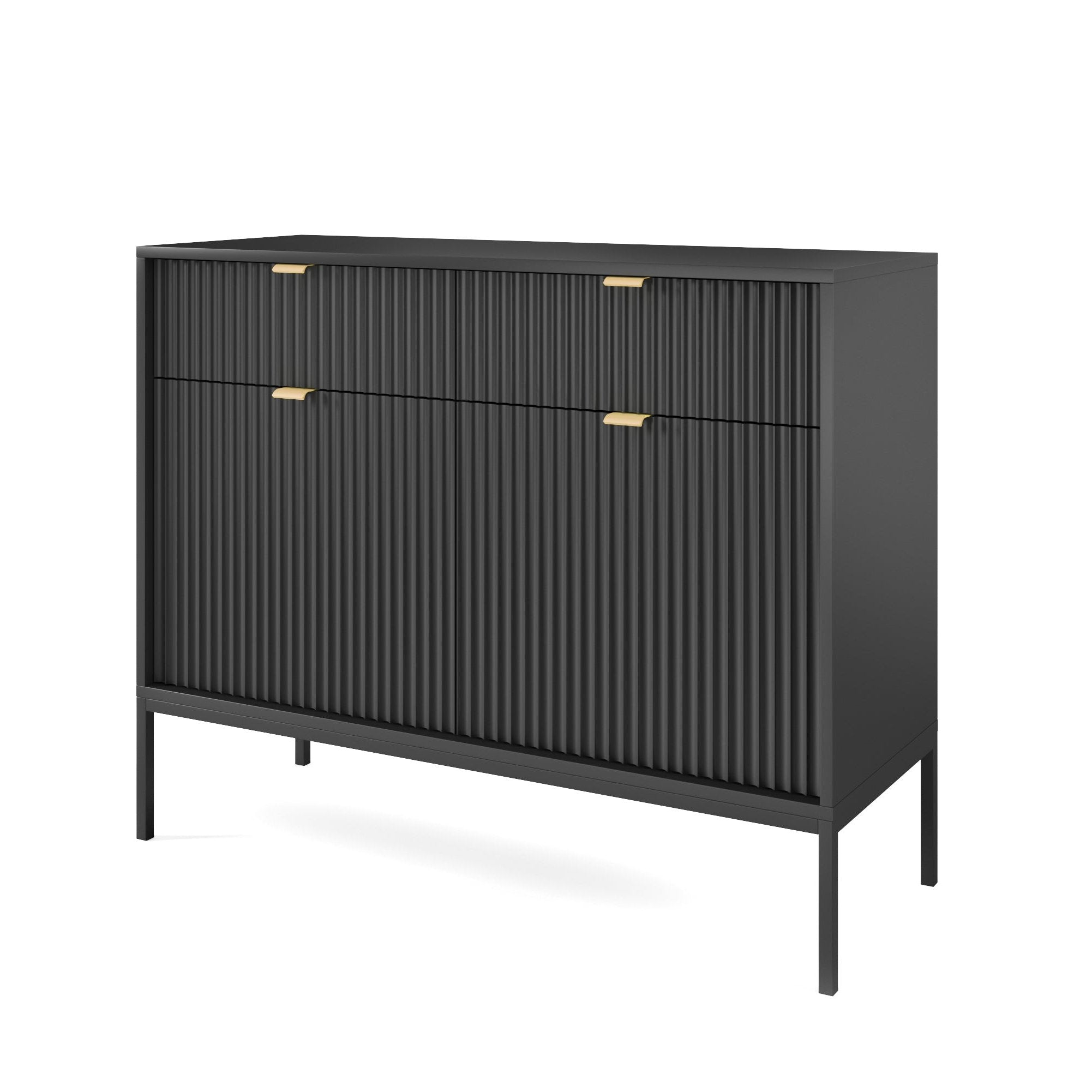 Buffet avec pieds en métal 2 portes et 2 tiroirs en bois laminé Miseno 104x83 cm