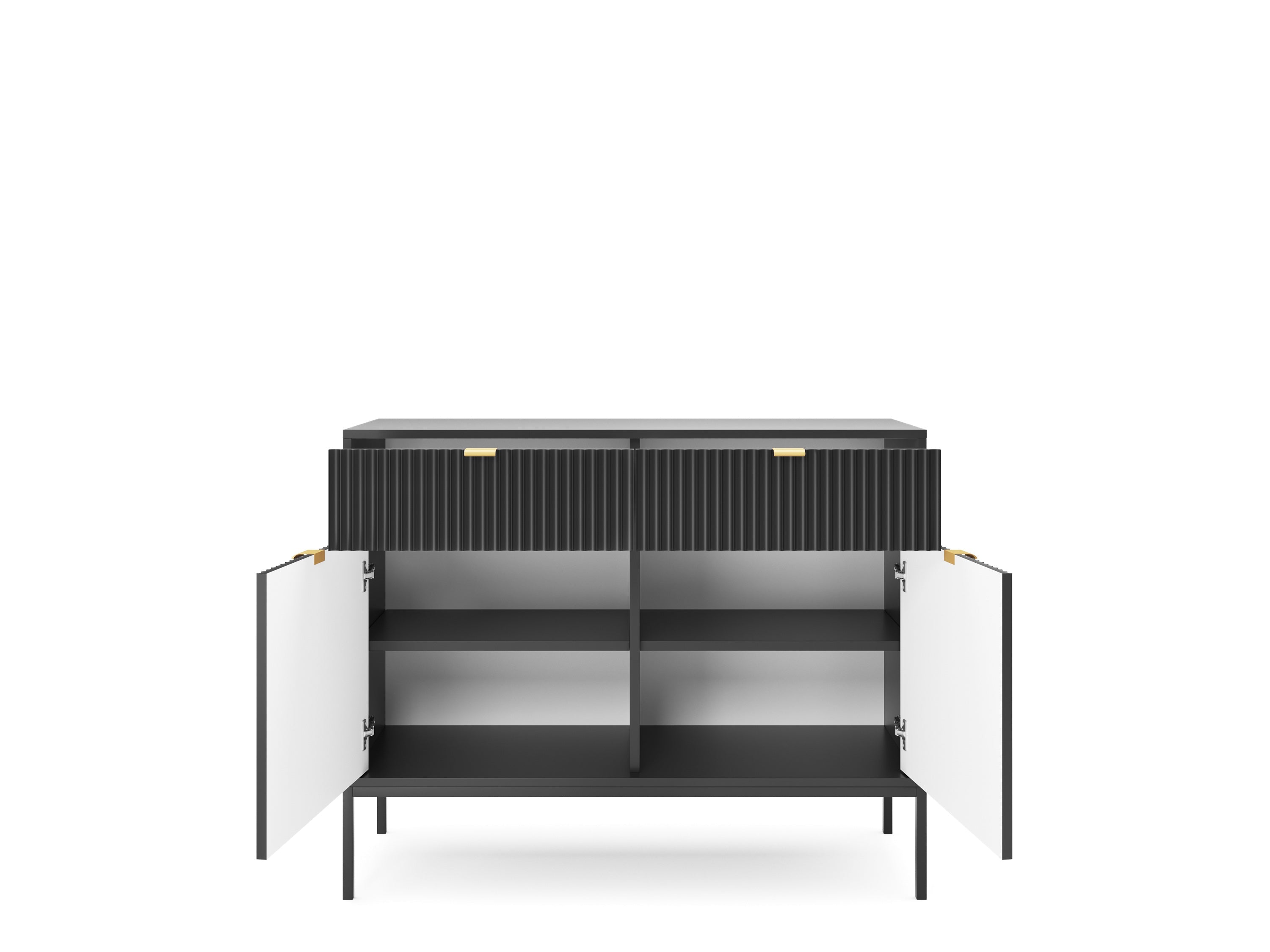 Buffet 2 portes 2 tiroirs en bois laminé noir Miseno 104x83 cm