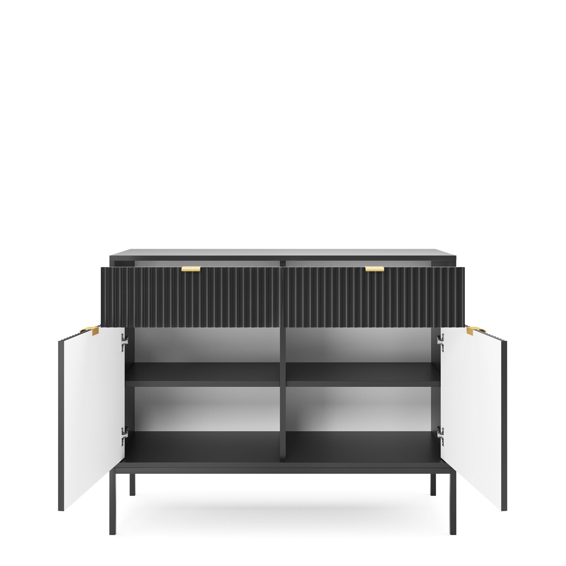 Buffet avec pieds en métal 2 portes et 2 tiroirs en bois laminé Miseno 104x83 cm