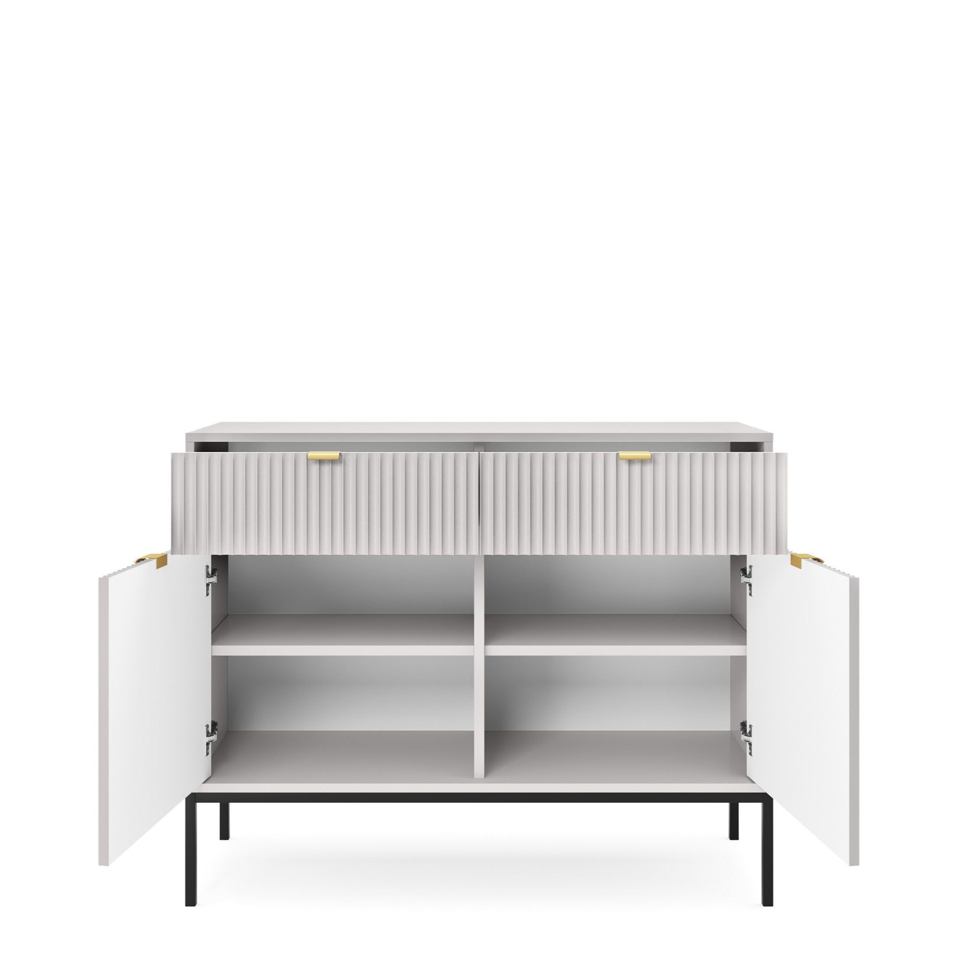Buffet avec pieds en métal 2 portes et 2 tiroirs en bois laminé Miseno 104x83 cm
