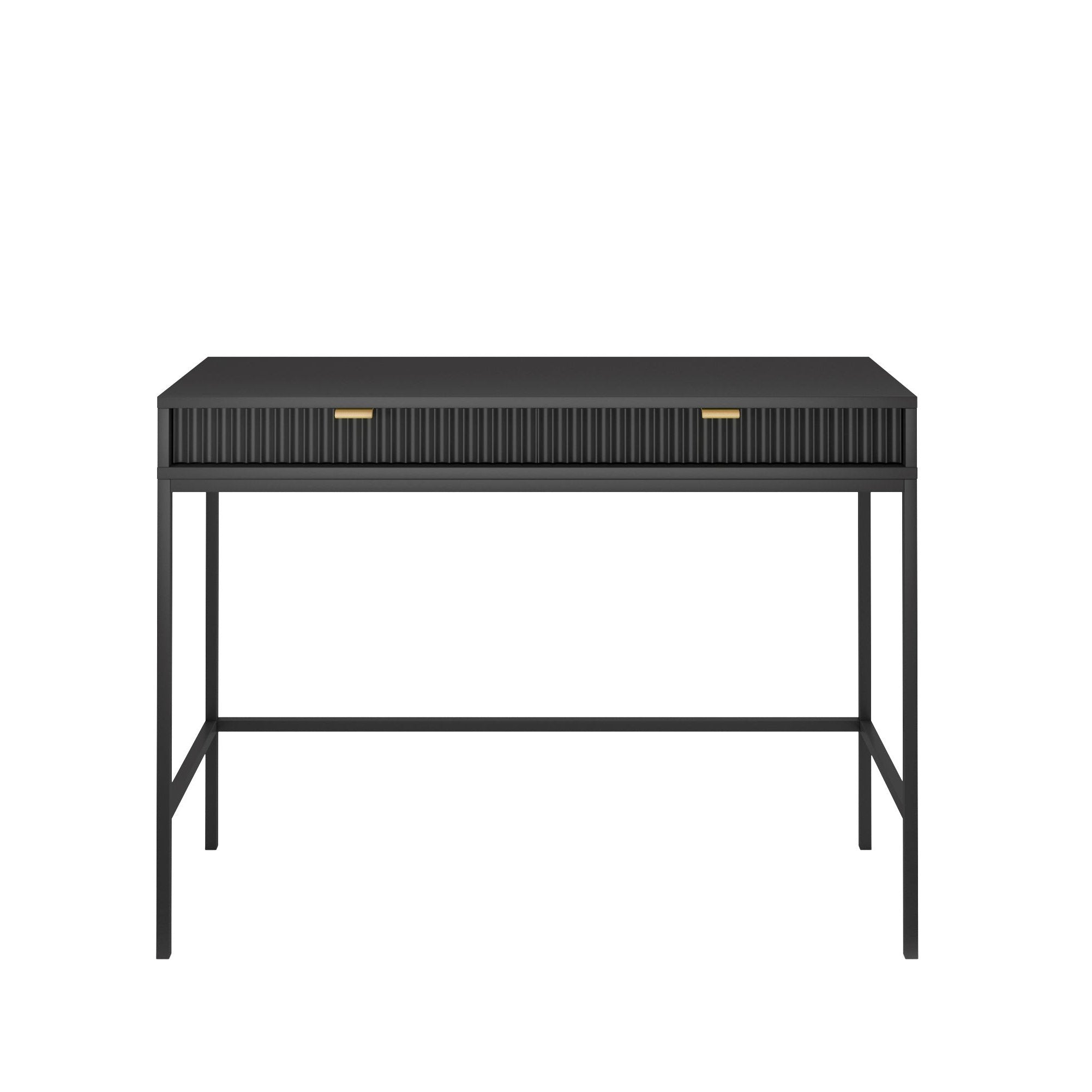 Console avec pieds en métal 2 tiroirs en bois laminé Miseno 104x78 cm