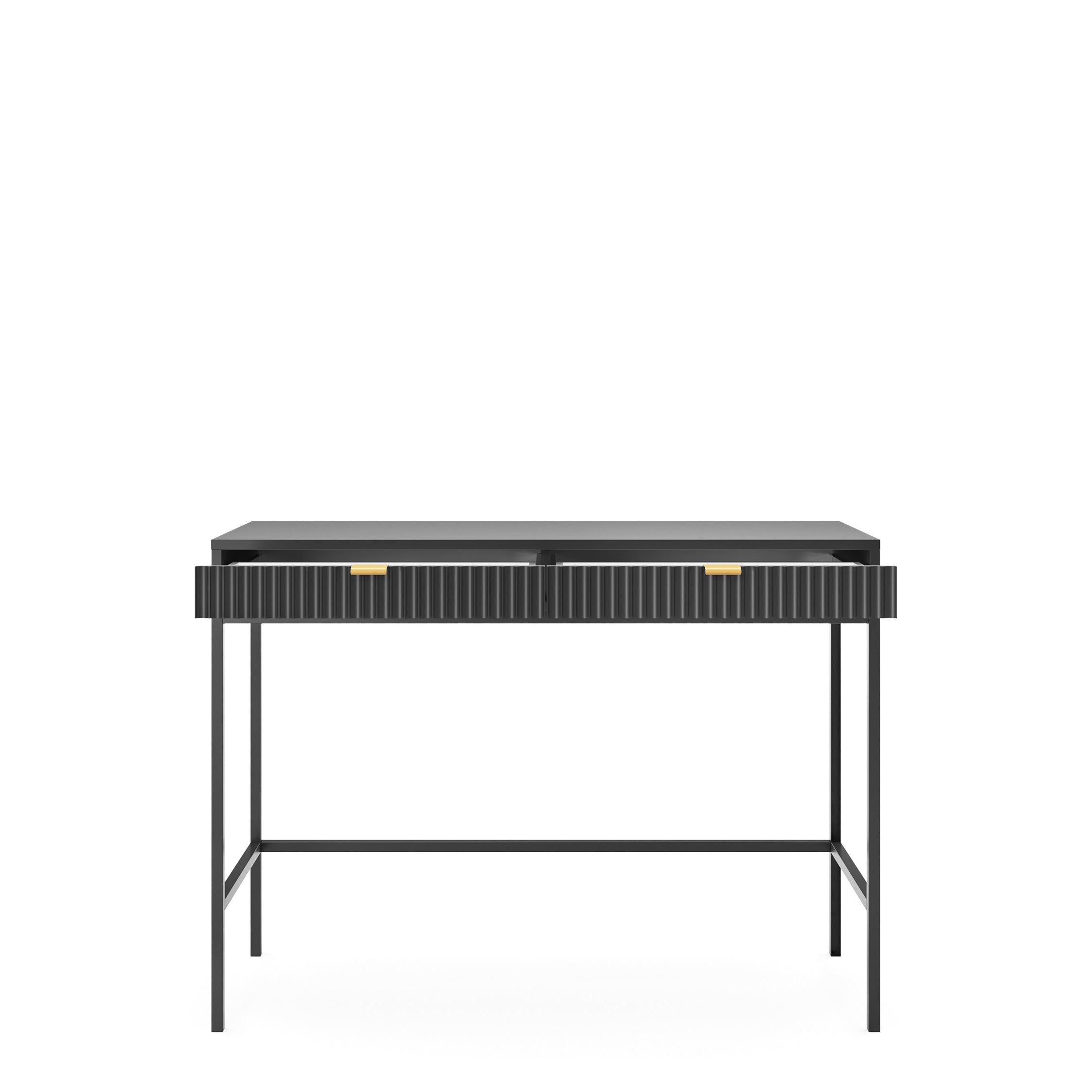 Console avec pieds en métal 2 tiroirs en bois laminé Miseno 104x78 cm