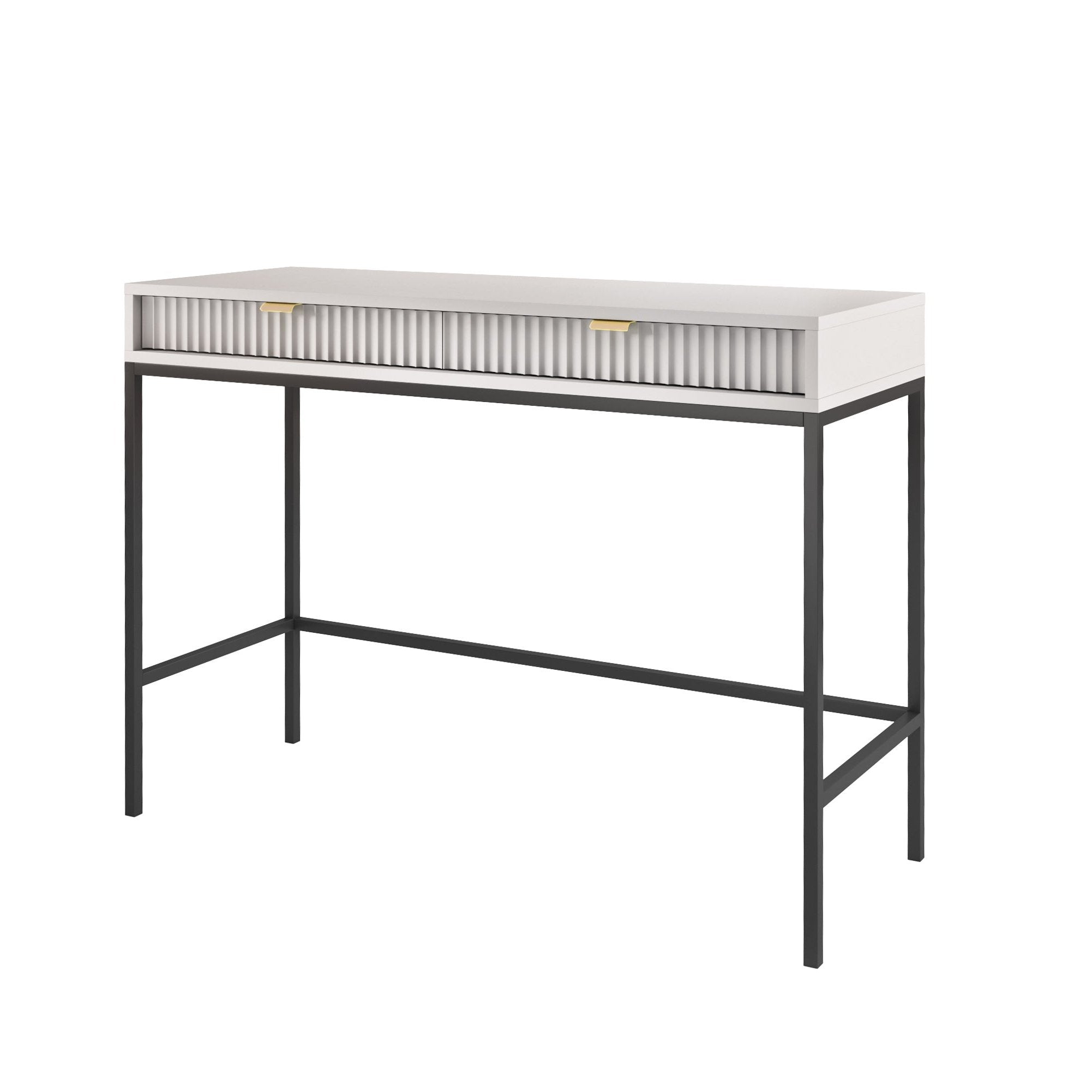 Console avec pieds en métal 2 tiroirs en bois laminé Miseno 104x78 cm