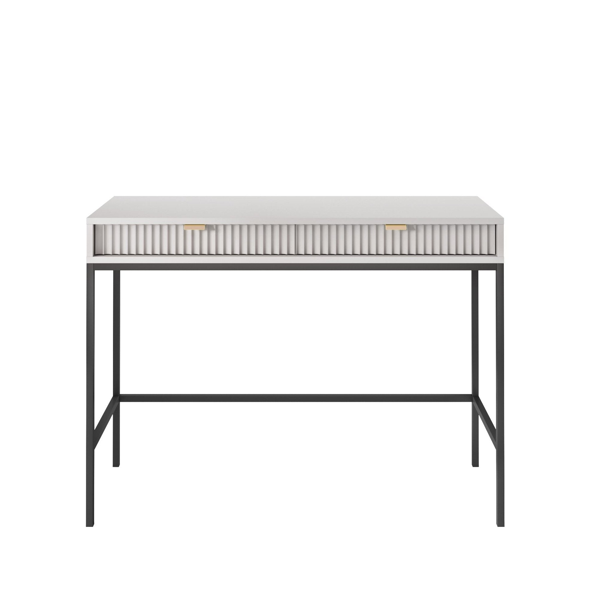 Console avec pieds en métal 2 tiroirs en bois laminé Miseno 104x78 cm