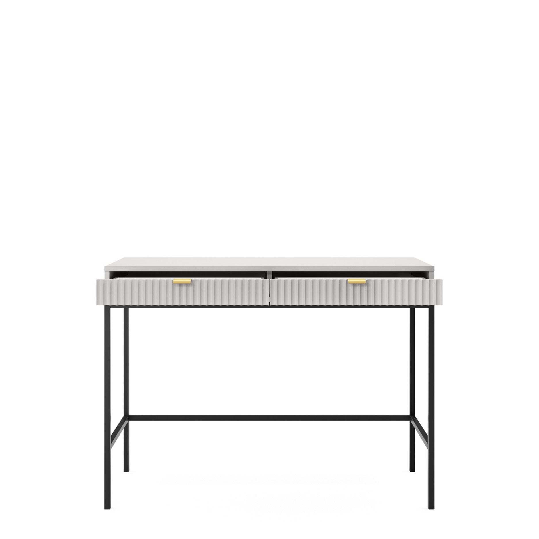 Console avec pieds en métal 2 tiroirs en bois laminé Miseno 104x78 cm