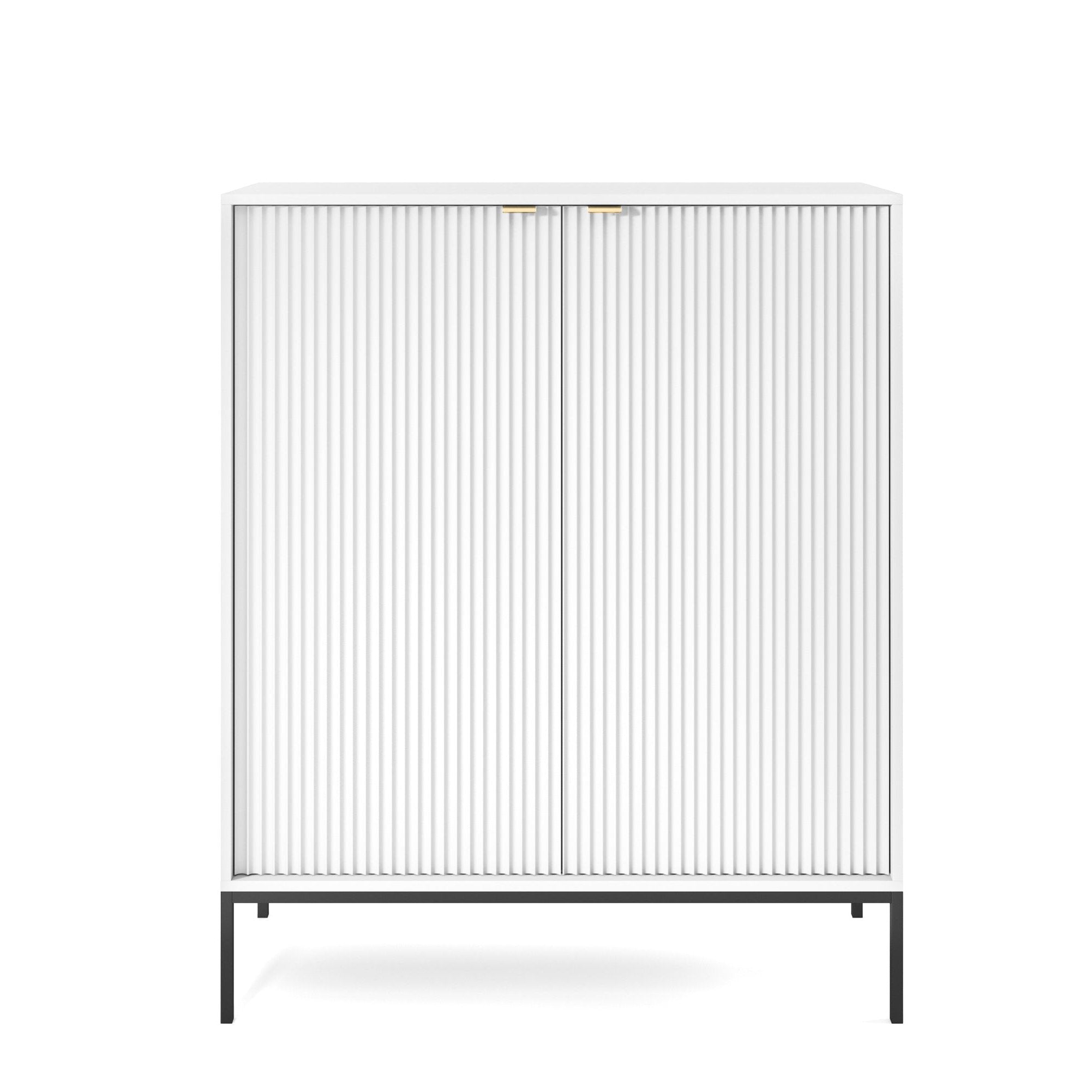 Buffet avec pieds en métal 2 portes en bois laminé Miseno 104x125 cm