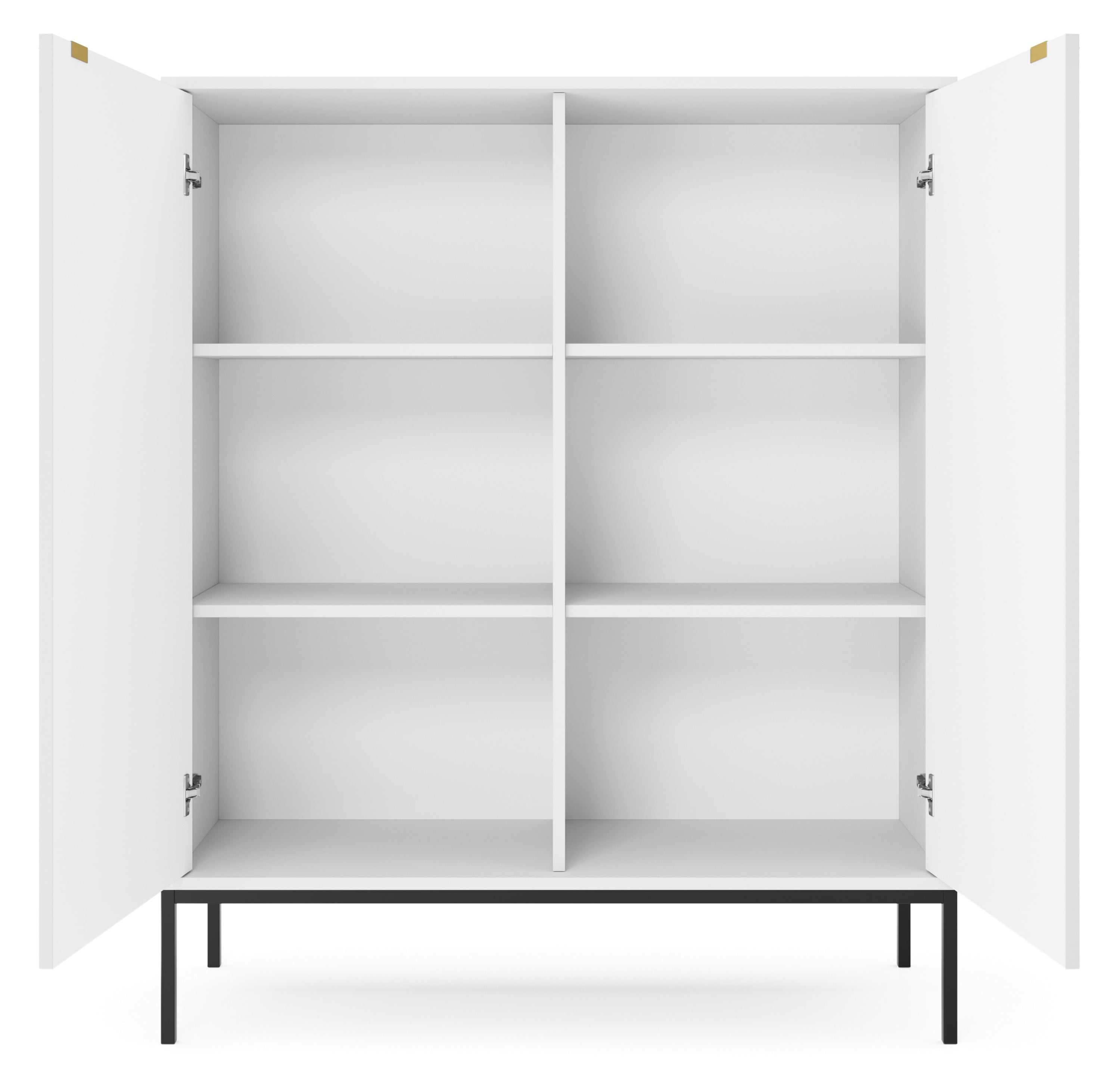 Buffet 2 portes en bois laminé avec pieds en métal blanc Miseno 104x125 cm