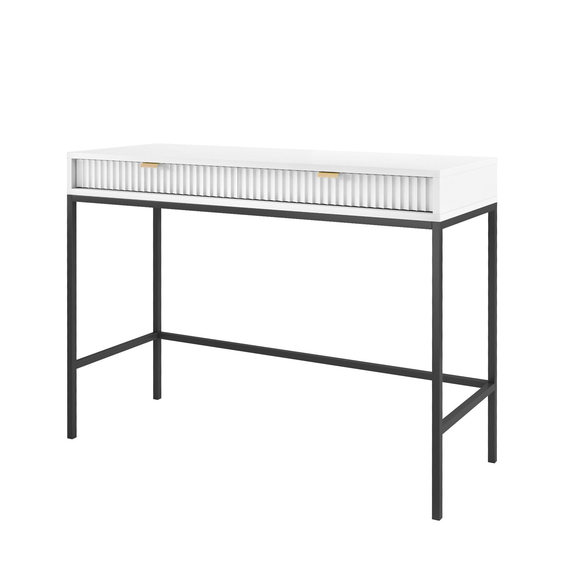 Console avec pieds en métal 2 tiroirs en bois laminé Miseno 104x78 cm