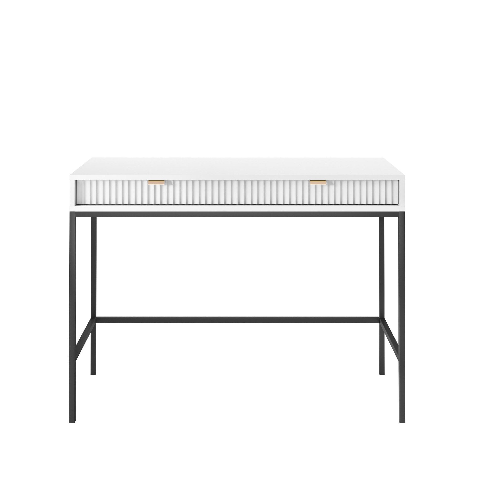 Console avec pieds en métal 2 tiroirs en bois laminé Miseno 104x78 cm