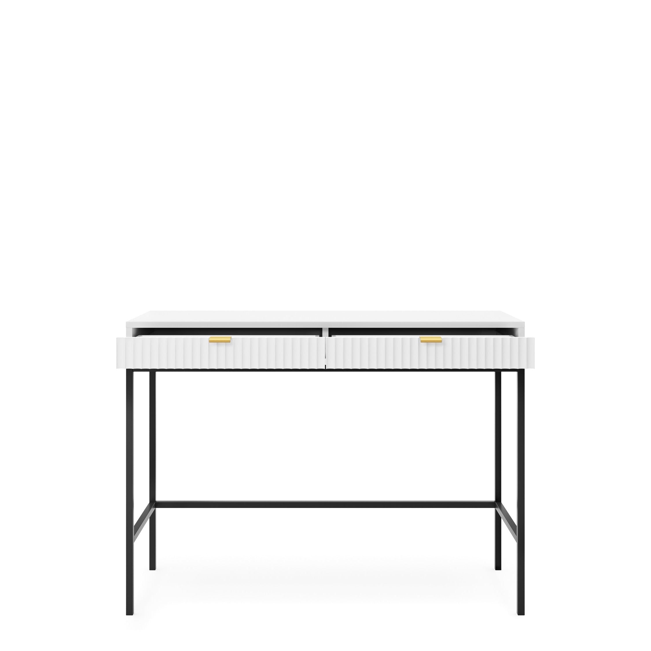 Console avec pieds en métal 2 tiroirs en bois laminé Miseno 104x78 cm