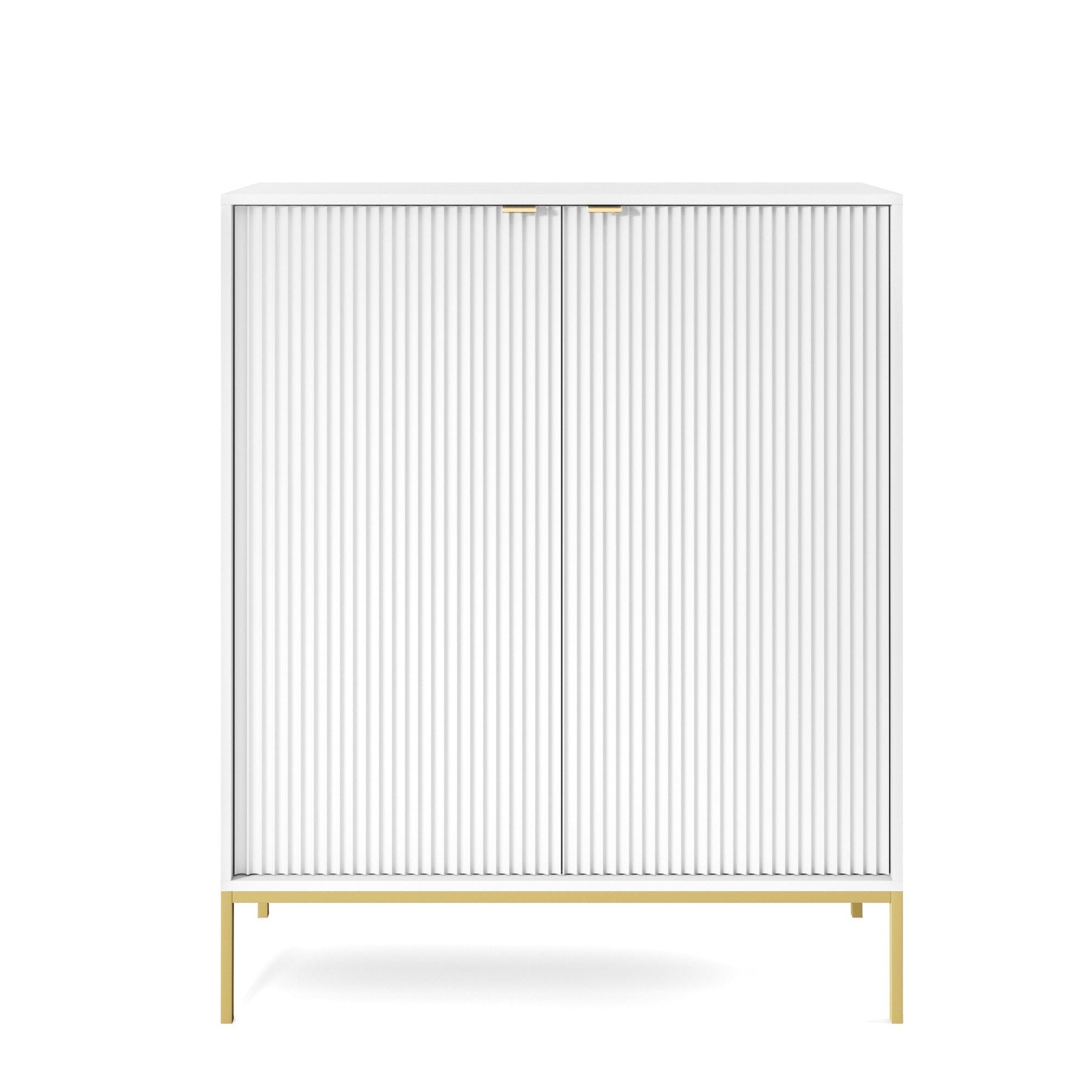 Buffet avec pieds en métal 2 portes en bois laminé Miseno 104x125 cm