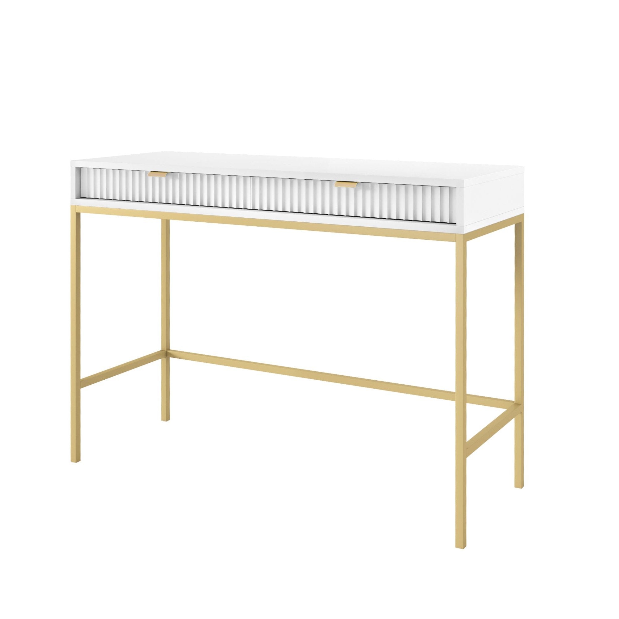 Console avec pieds en métal 2 tiroirs en bois laminé Miseno 104x78 cm