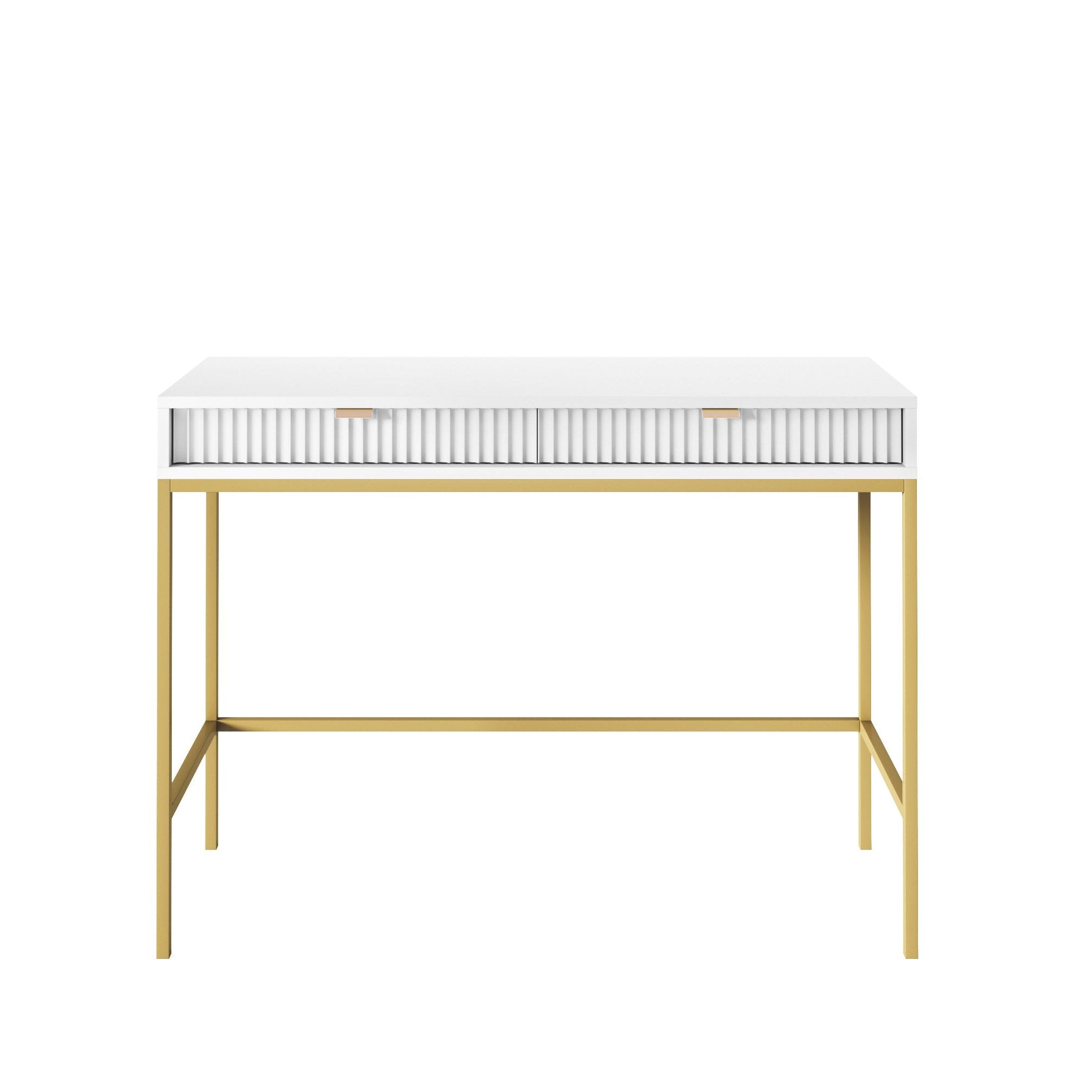 Console avec pieds en métal 2 tiroirs en bois laminé Miseno 104x78 cm