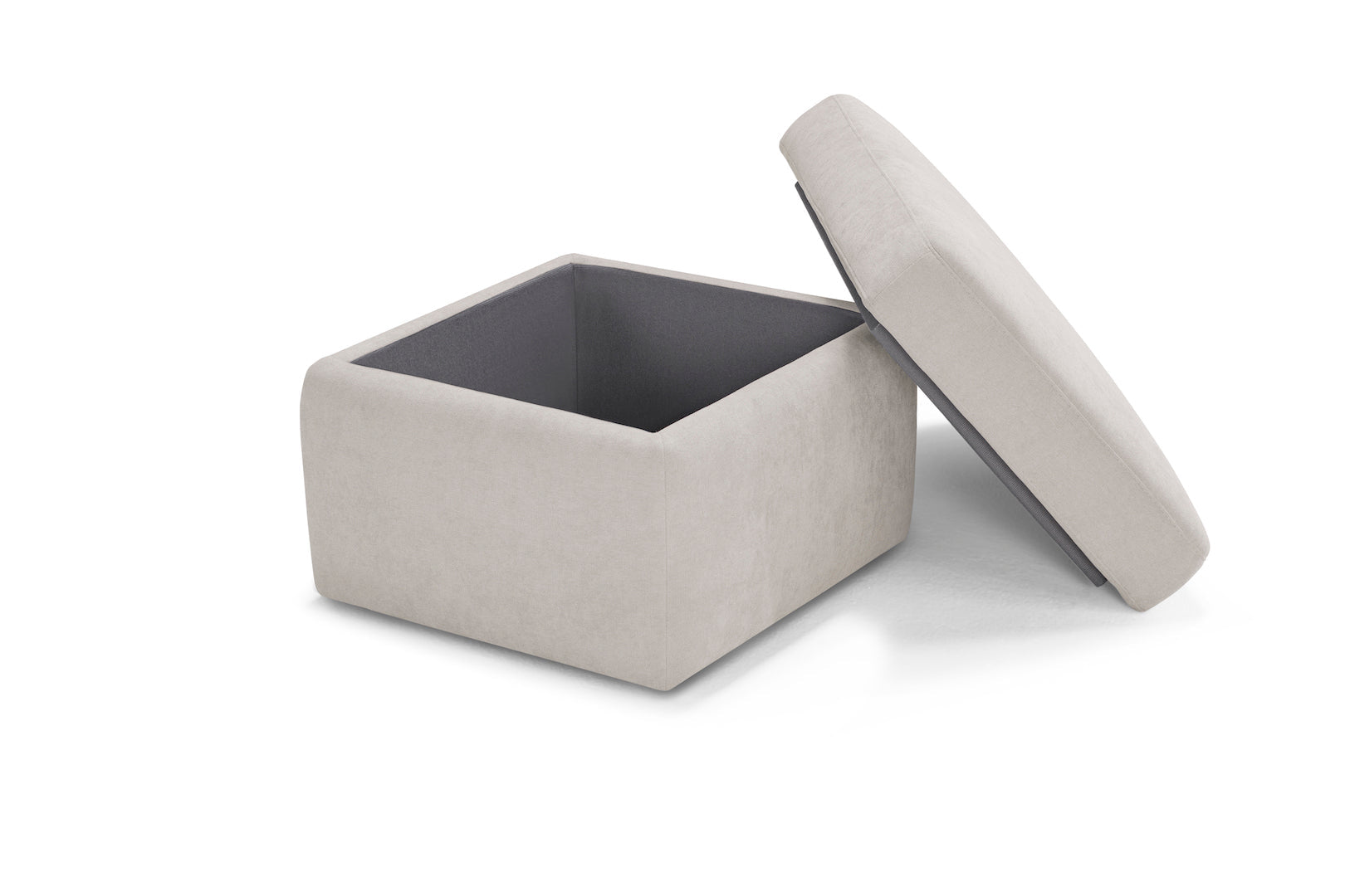 Pouf VULGANO rangement Made in Italy en tissu chenille beige