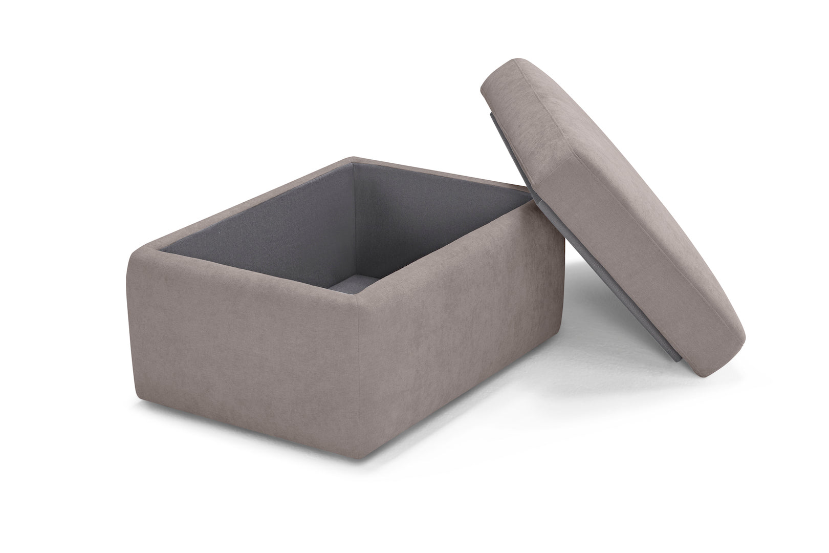 Pouf VULGANO rangement Made in Italy en tissu chenille gris tourterelle