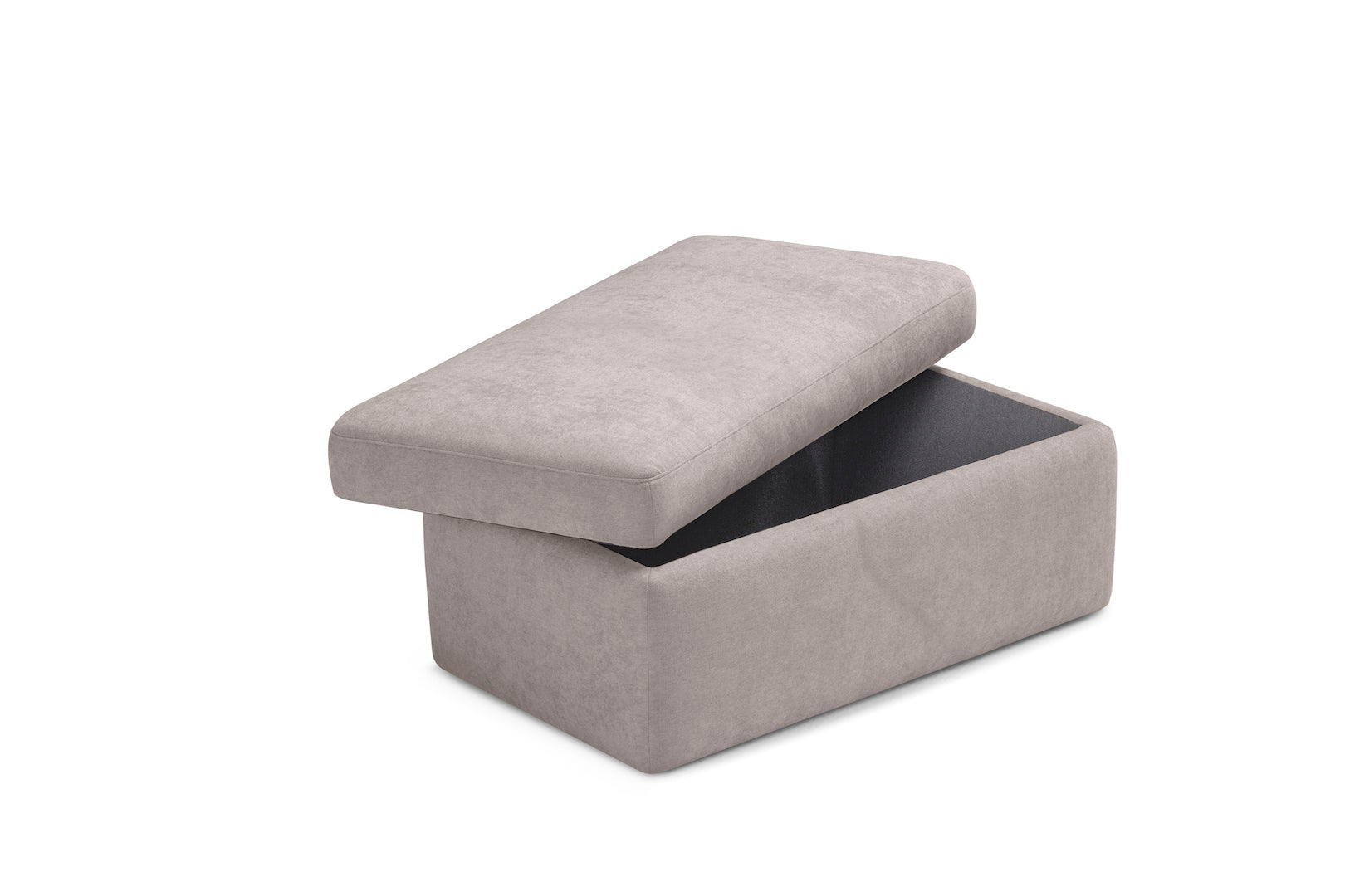 Pouf VULGANO rangement Made in Italy en tissu chenille gris tourterelle