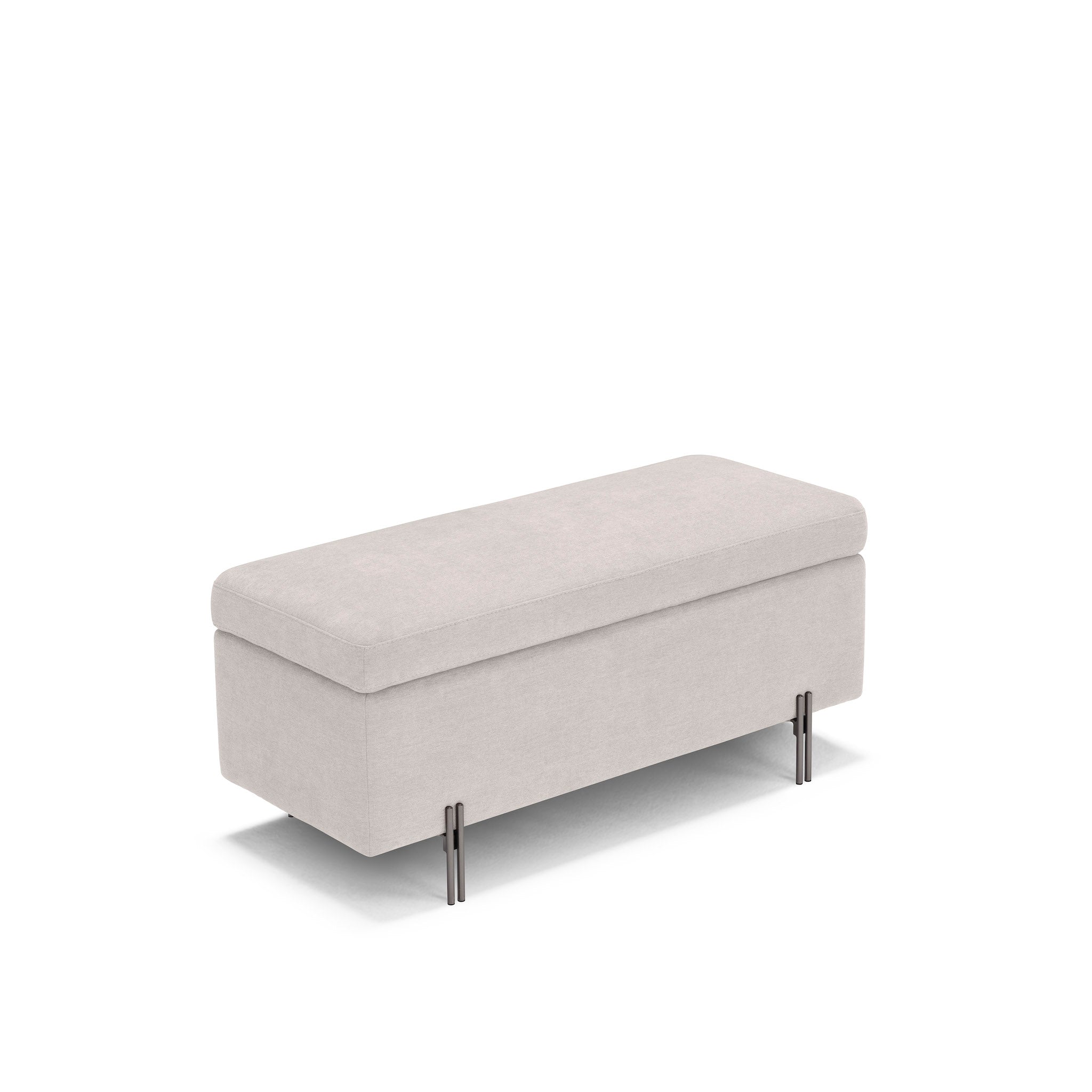 Banc SARDORELLA 110x45 cm rangement Made in Italy en tissu chenille beige