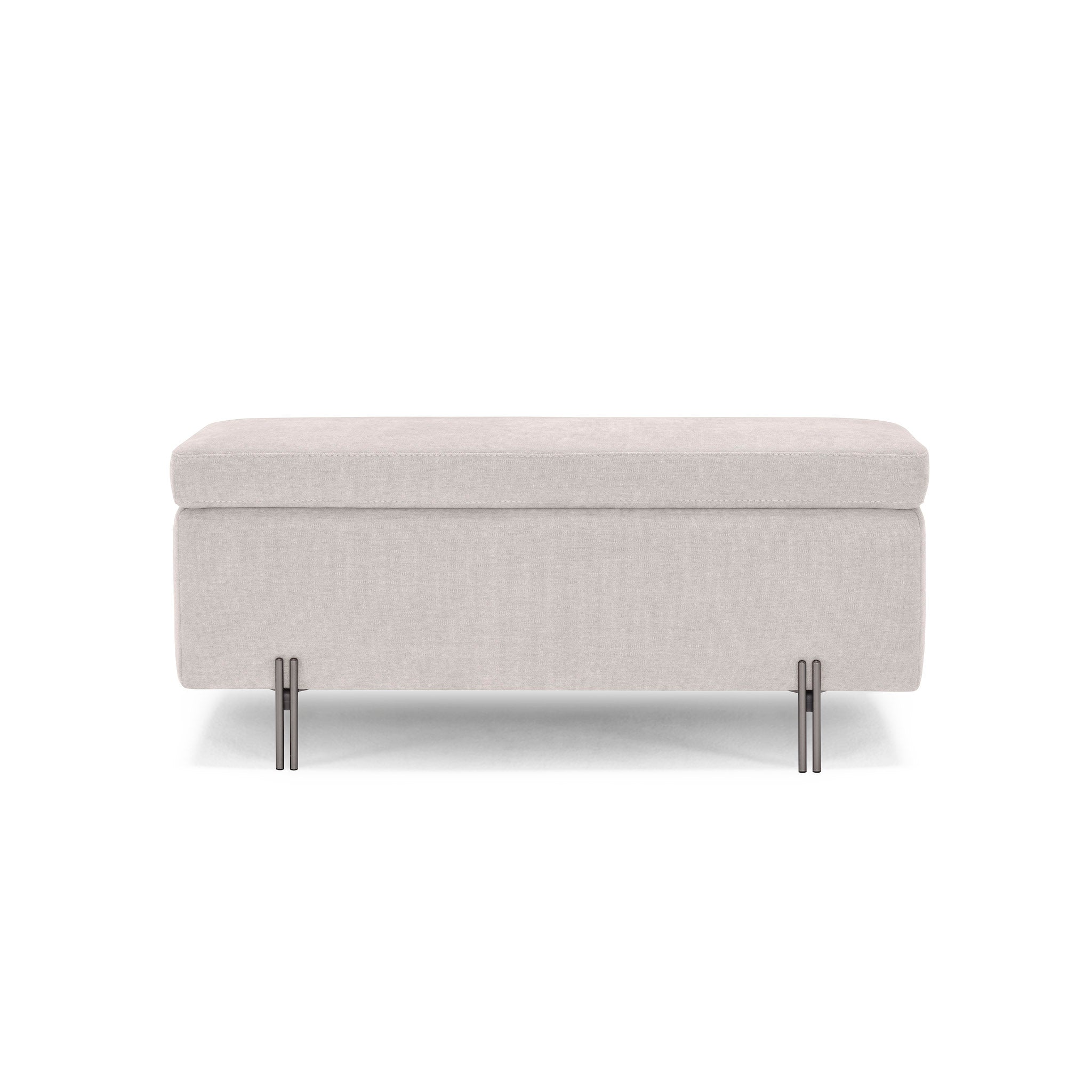 Banc SARDORELLA 110x45 cm rangement Made in Italy en tissu chenille beige