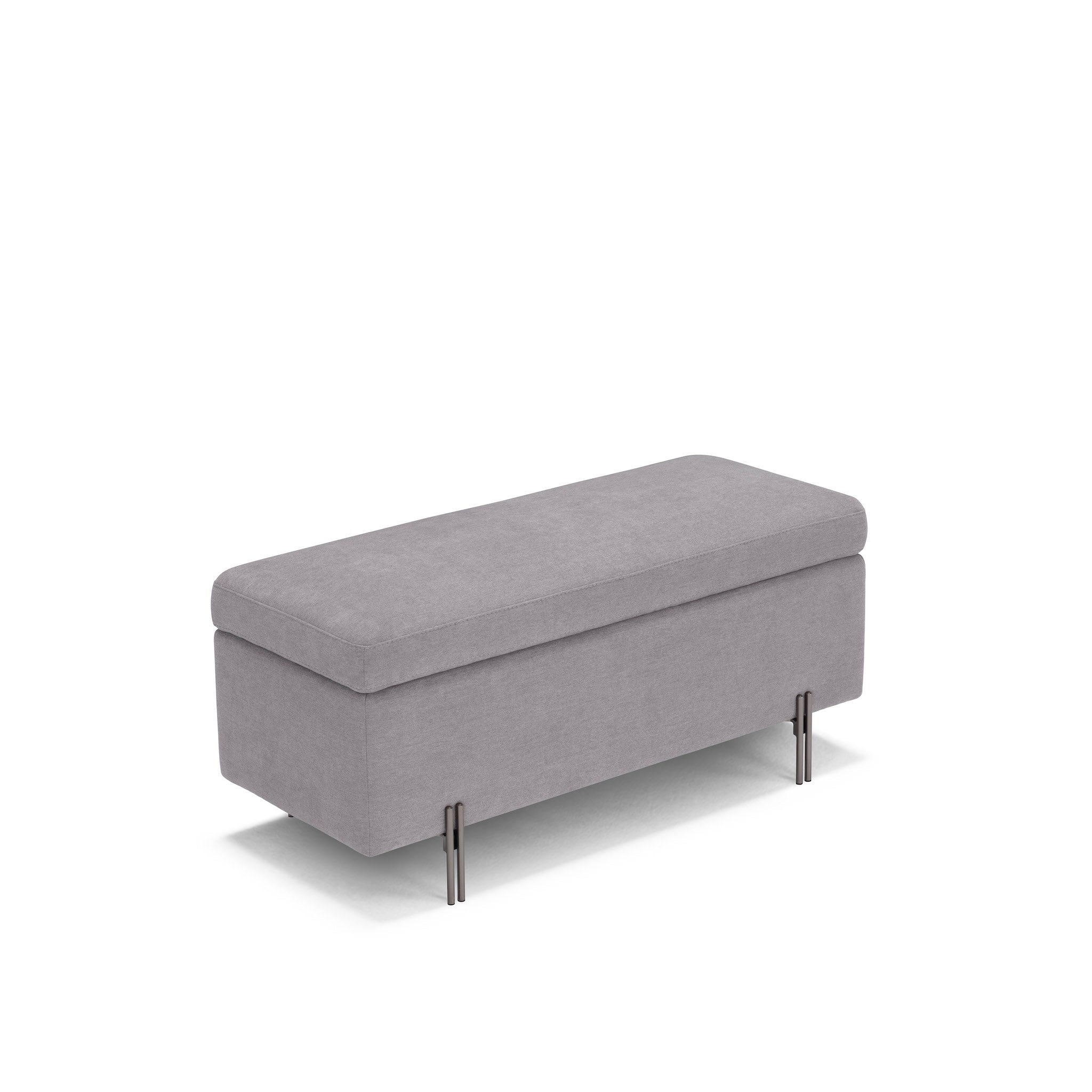 Banc SARDORELLA 110x45 cm rangement Made in Italy en tissu chenille gris clair