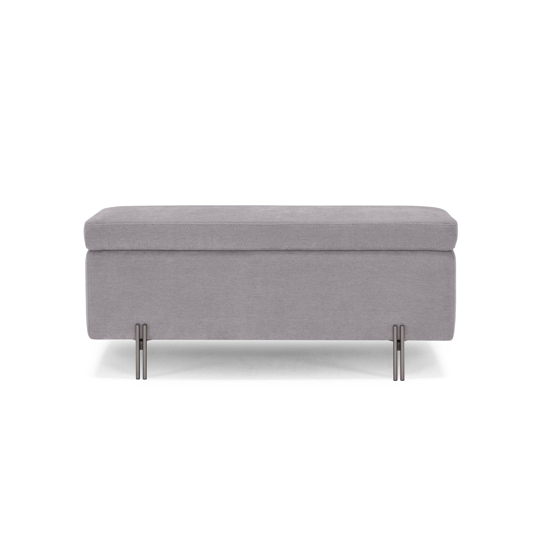 Banc SARDORELLA 110x45 cm rangement Made in Italy en tissu chenille gris clair