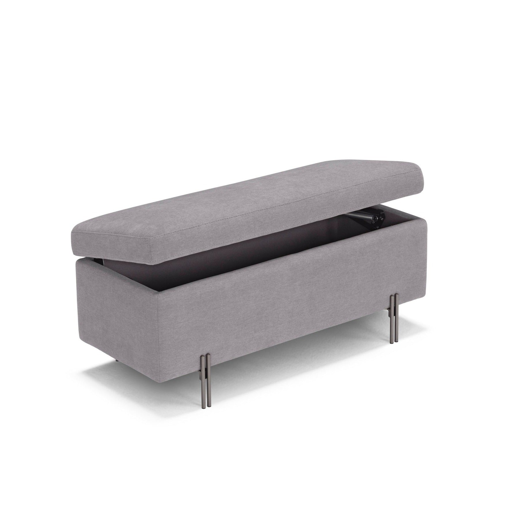 Banc SARDORELLA 110x45 cm rangement Made in Italy en tissu chenille gris clair