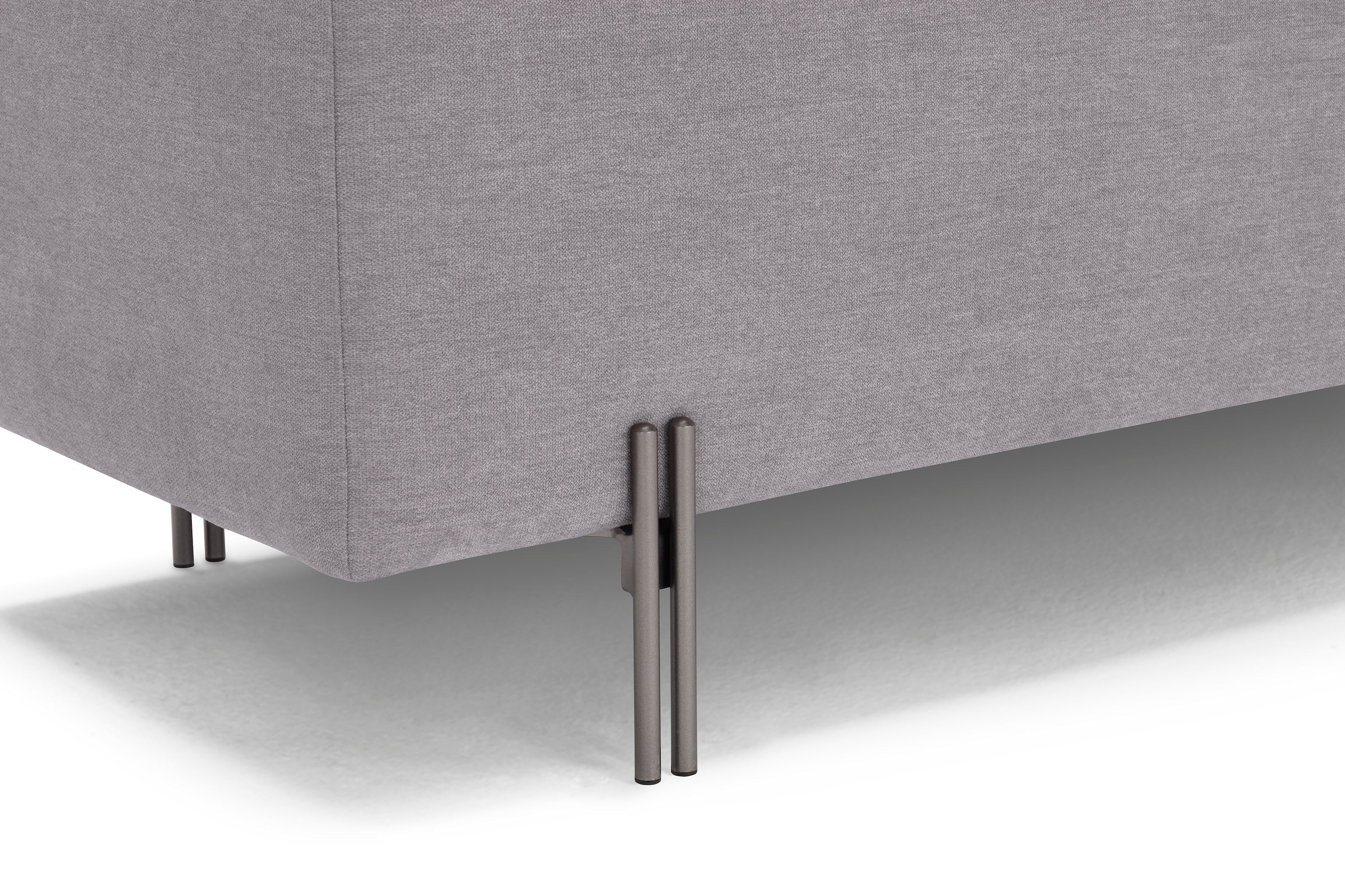 Banc SARDORELLA 110x45 cm rangement Made in Italy en tissu chenille gris clair