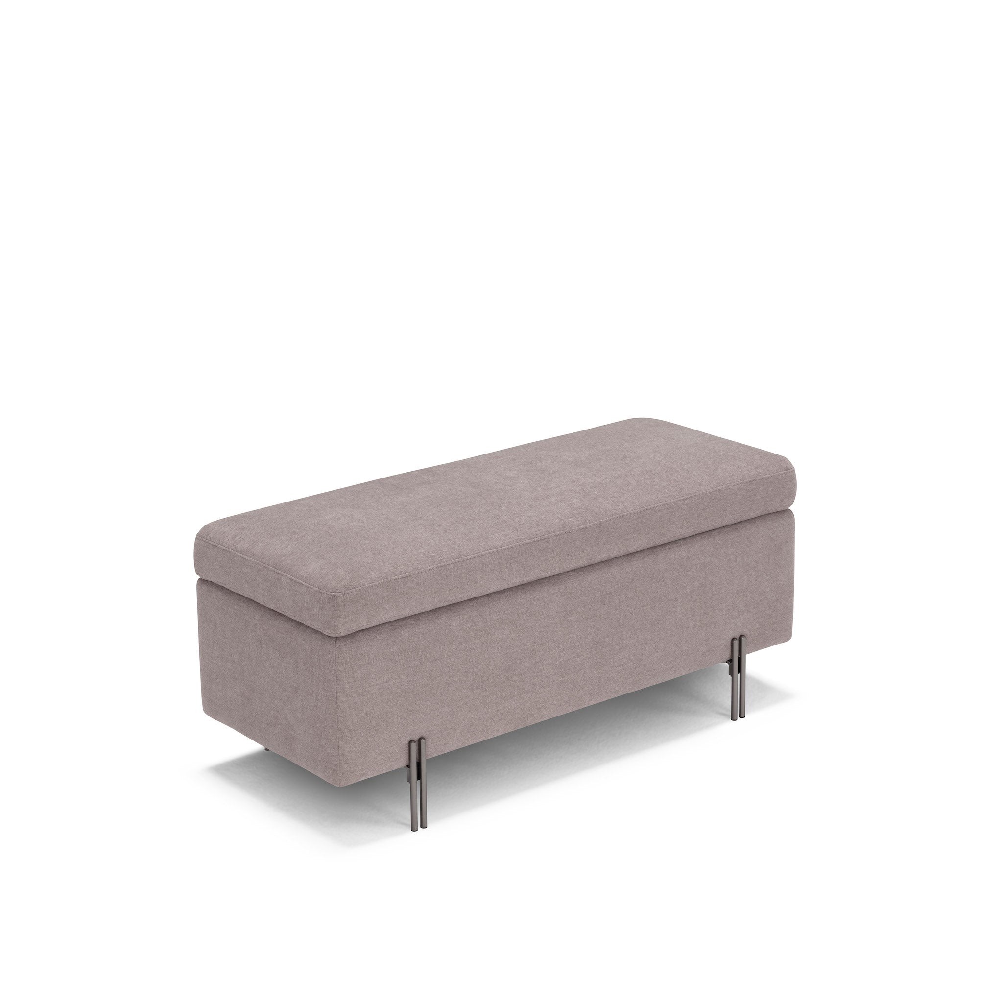 Banc SARDORELLA 110x45 cm rangement Made in Italy en tissu chenille gris tourterelle