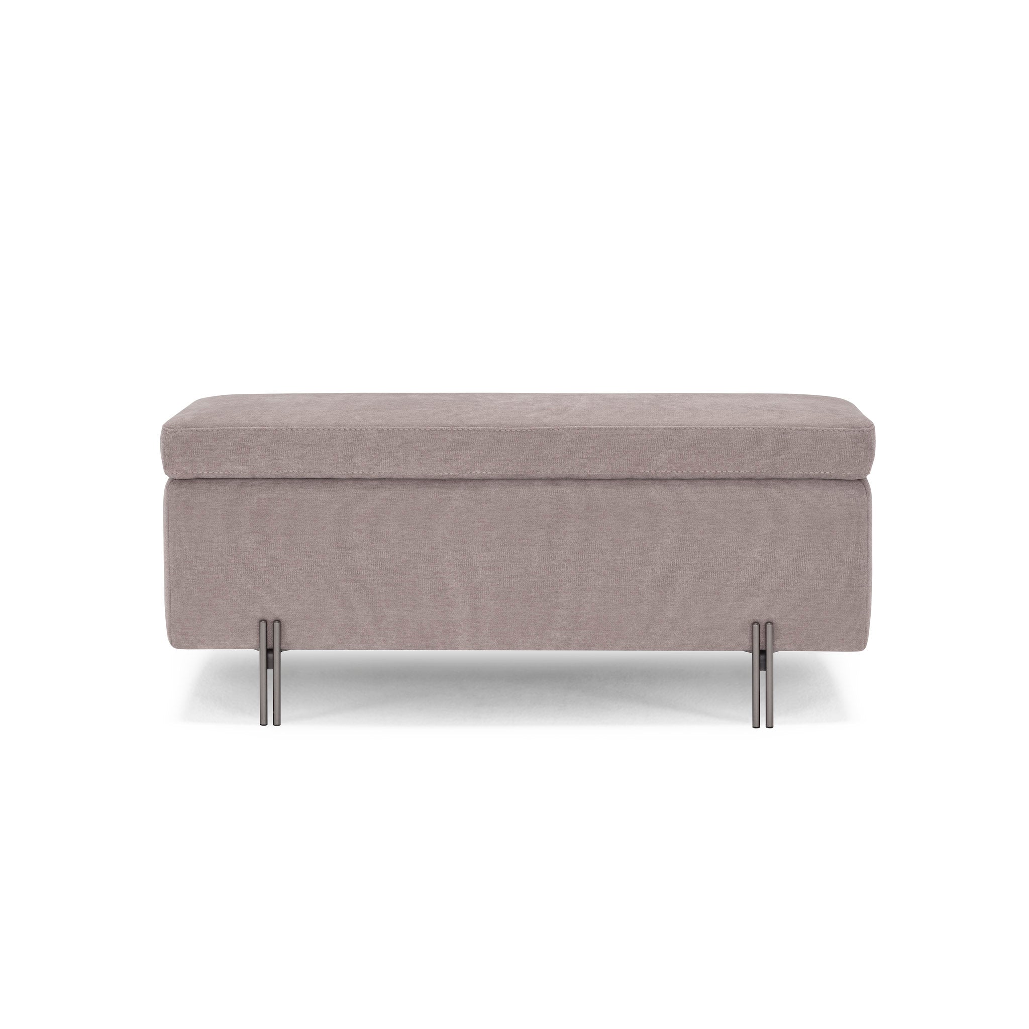 Banc SARDORELLA 110x45 cm rangement Made in Italy en tissu chenille gris tourterelle