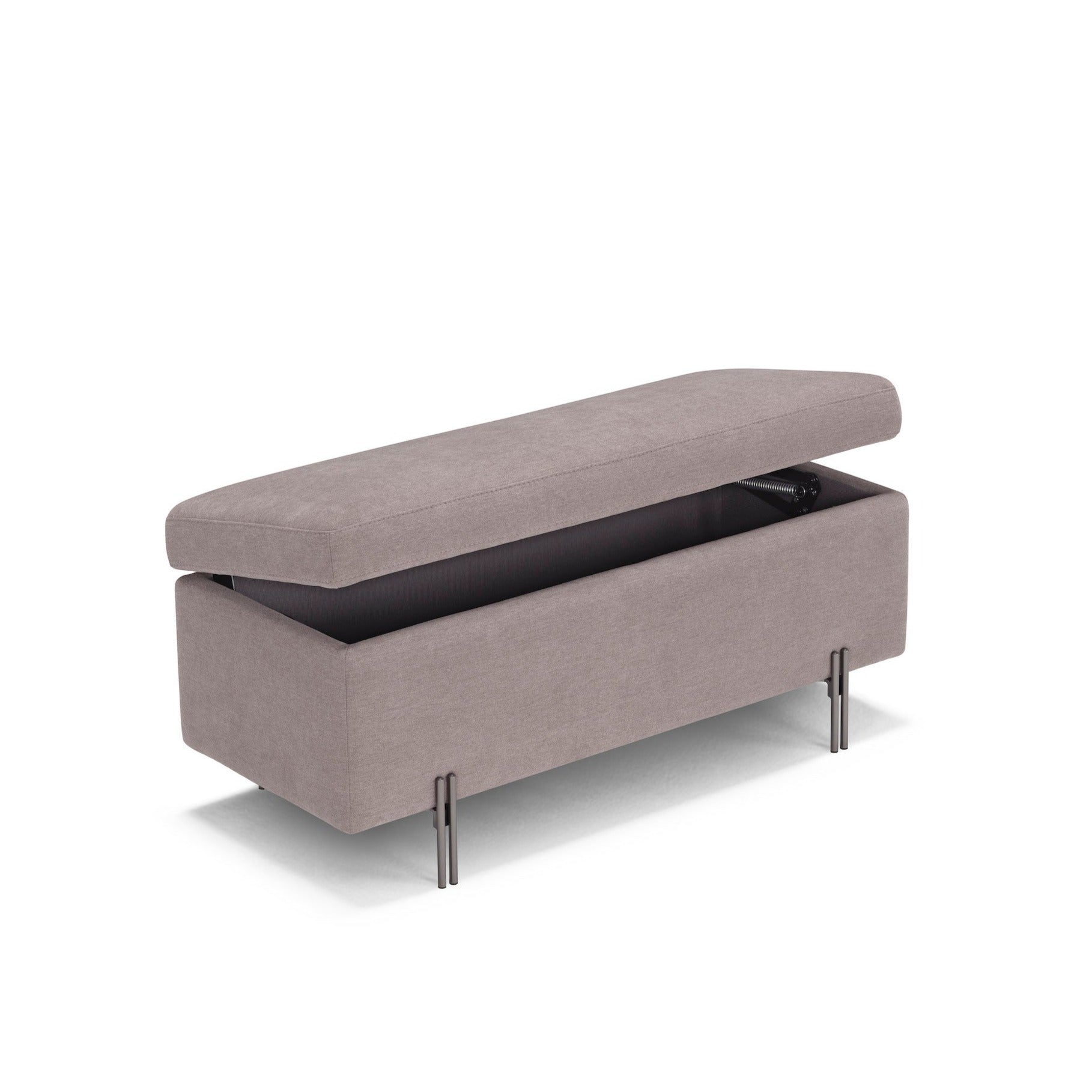 Banc SARDORELLA 110x45 cm rangement Made in Italy en tissu chenille gris tourterelle