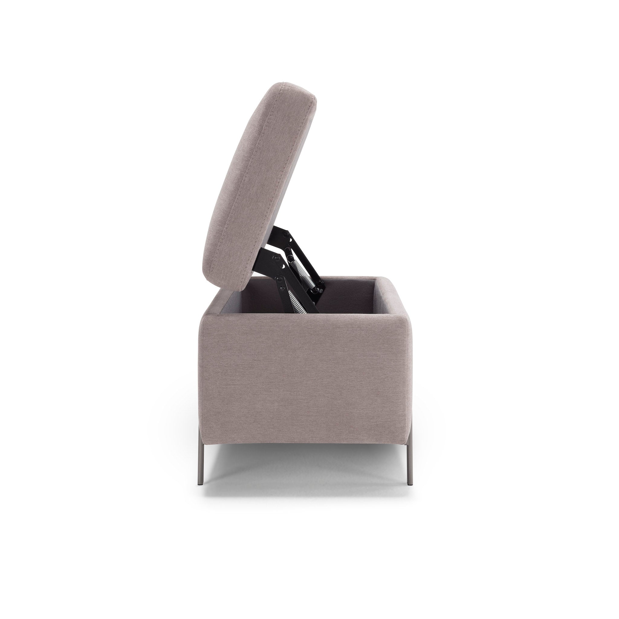 Banc SARDORELLA 110x45 cm rangement Made in Italy en tissu chenille gris tourterelle