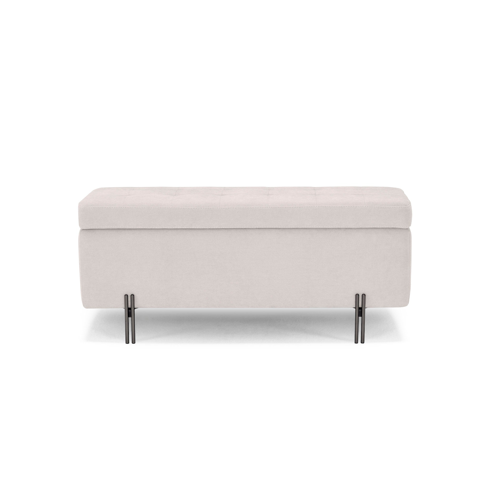 Banc CARAMAGNA 110x45 cm rangement Made in Italy matelassé en tissu chenille beige