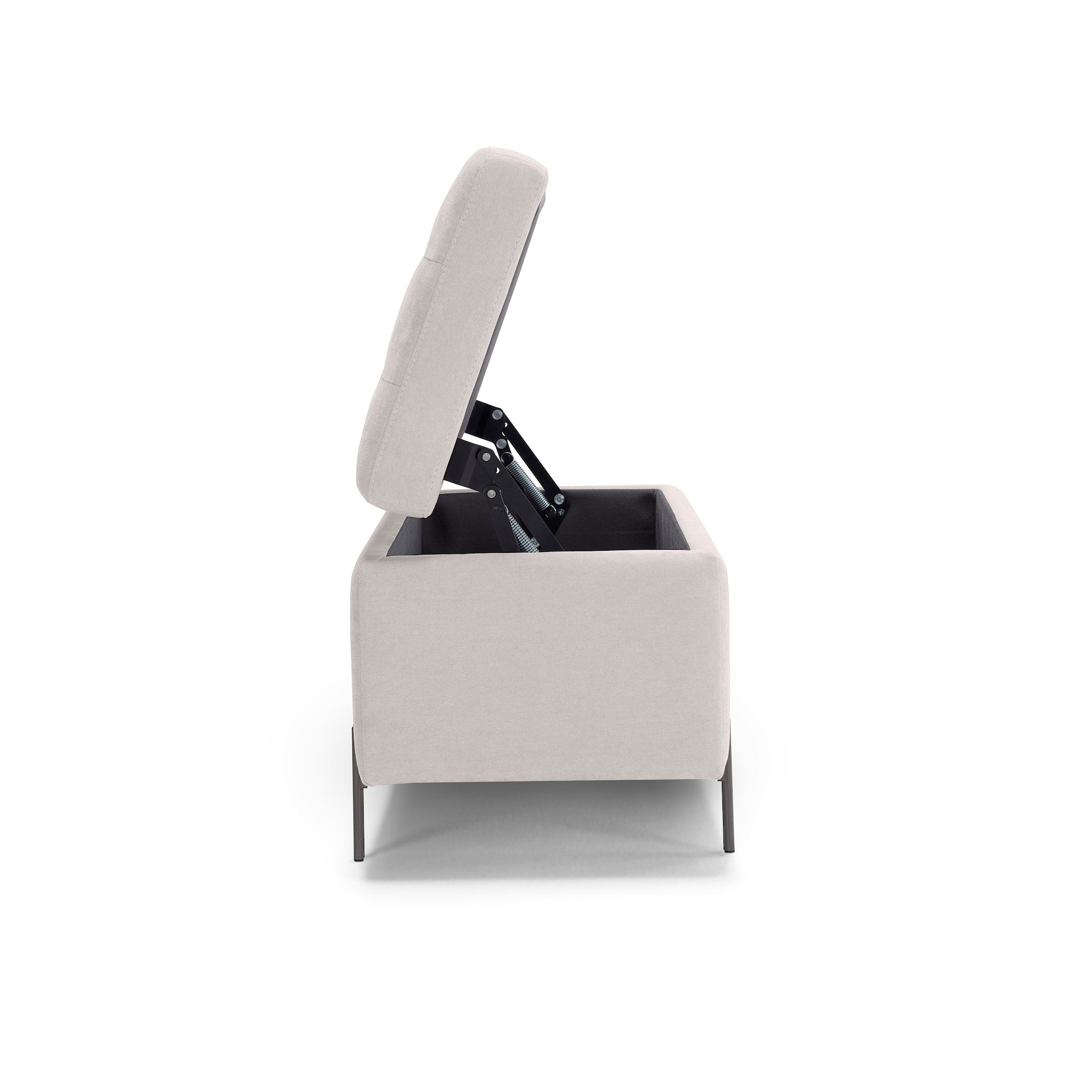 Banc CARAMAGNA 110x45 cm rangement Made in Italy matelassé en tissu chenille beige