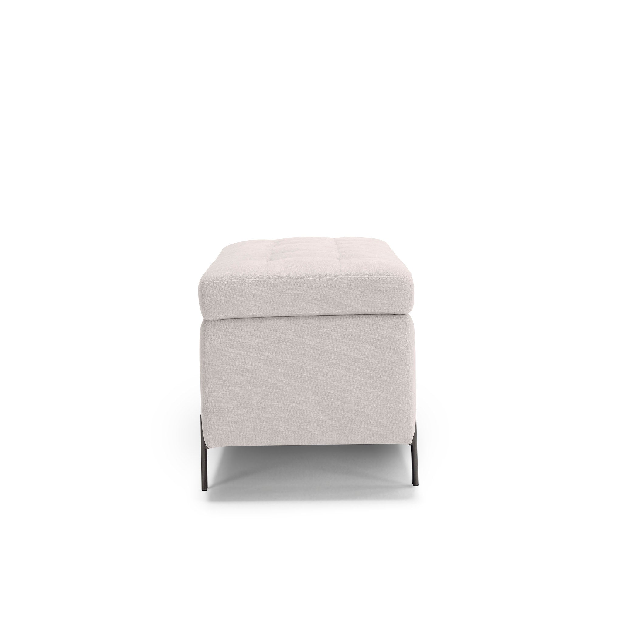 Banc CARAMAGNA 110x45 cm rangement Made in Italy matelassé en tissu chenille beige