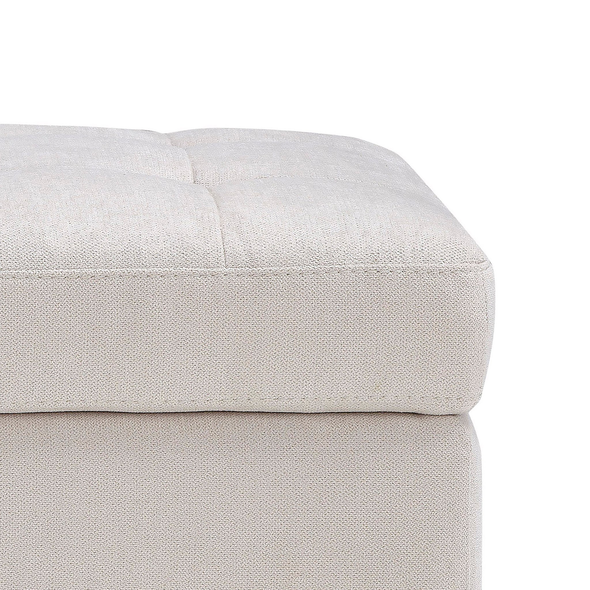 Banc CARAMAGNA 110x45 cm rangement Made in Italy matelassé en tissu chenille beige