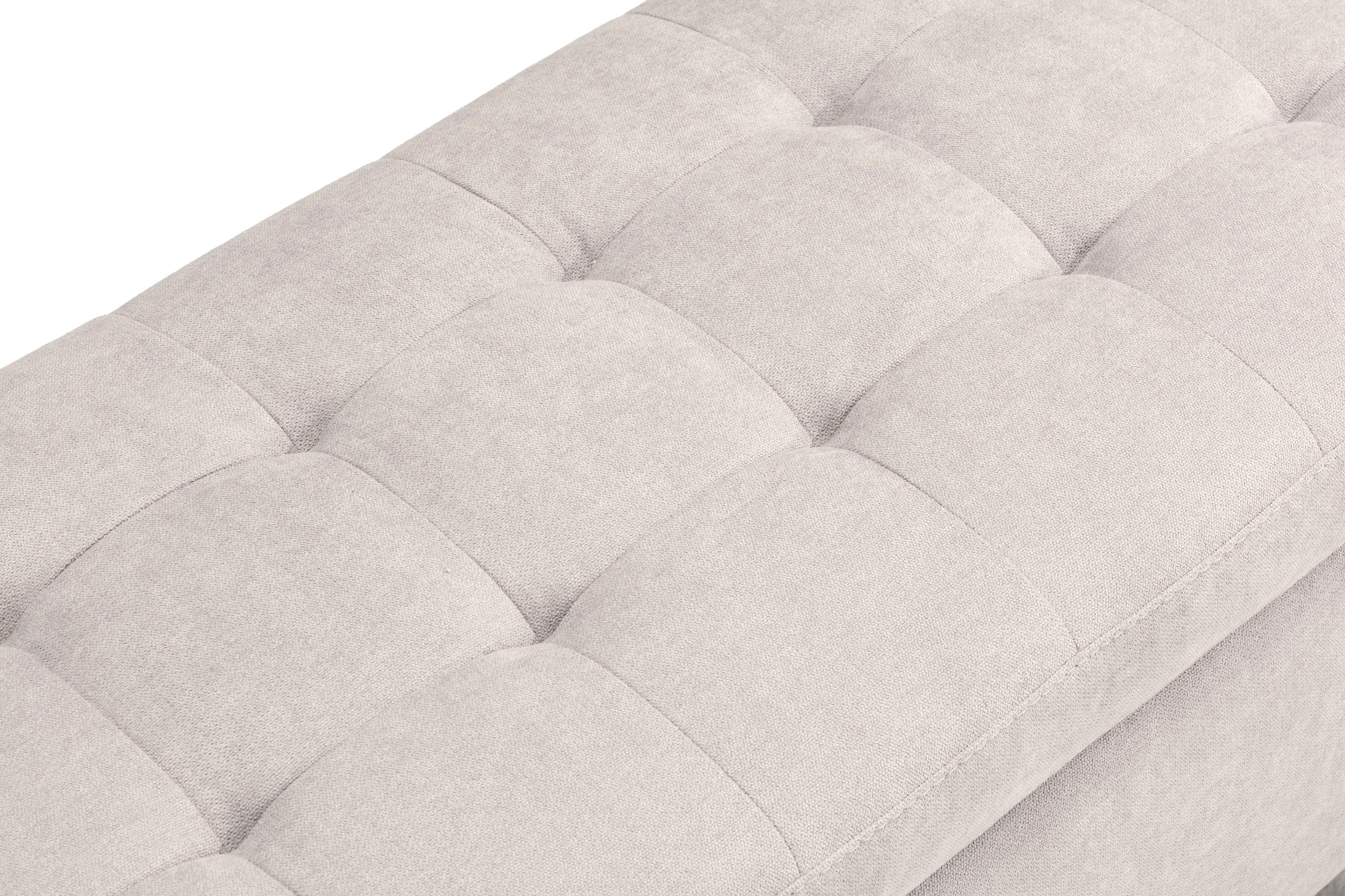 Banc CARAMAGNA 110x45 cm rangement Made in Italy matelassé en tissu chenille beige